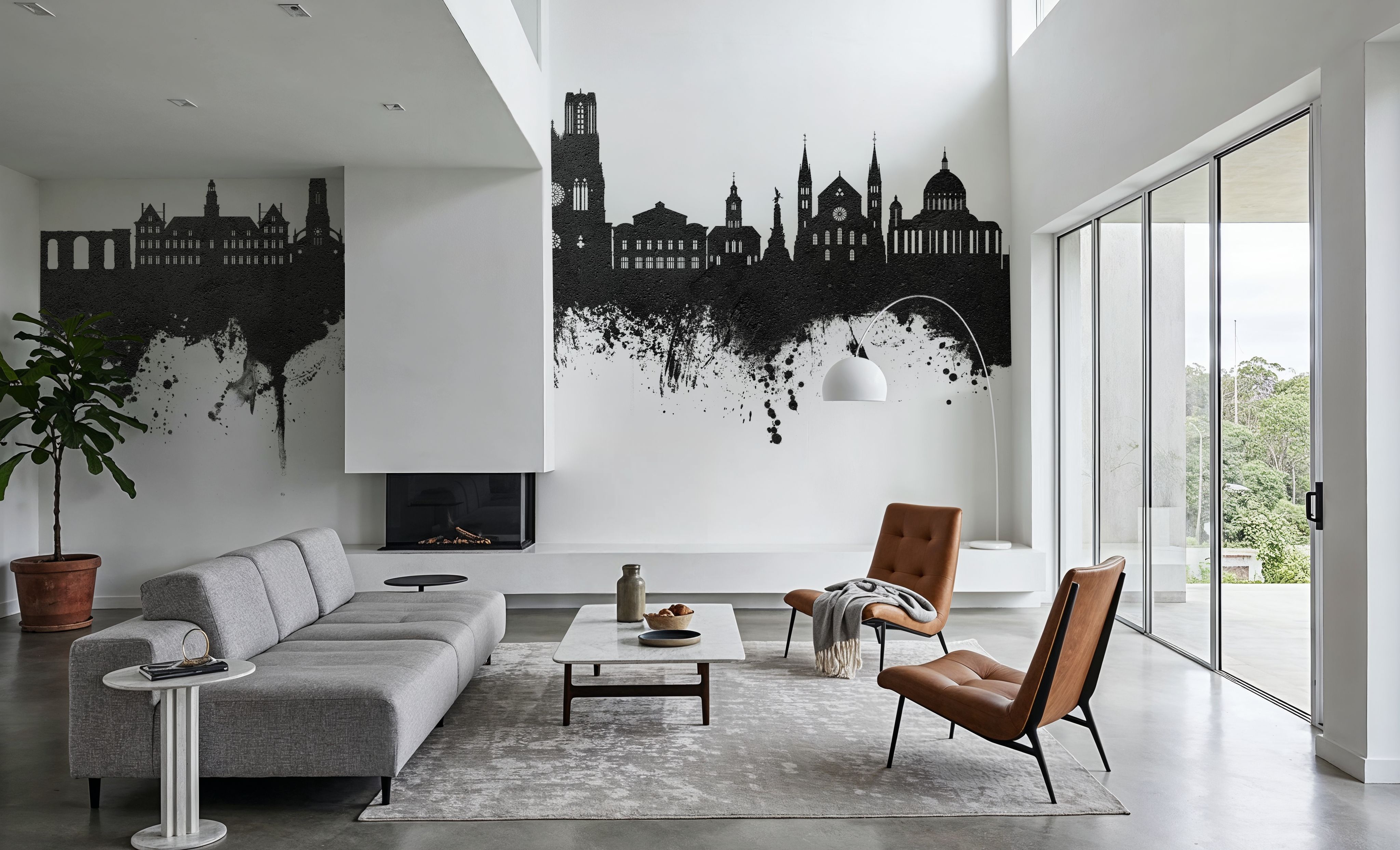 Reims France Skyline Black & White