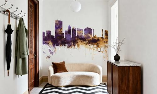 Toledo Ohio Skyline Purple & Gold