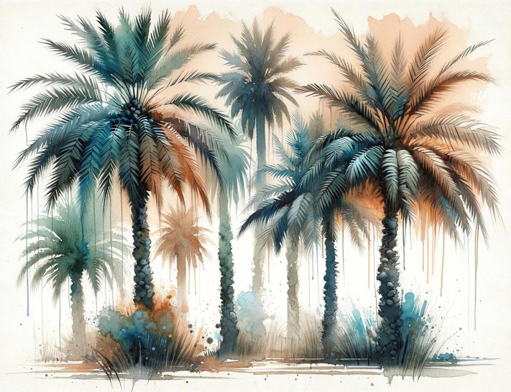 Palm Grove Watercolor