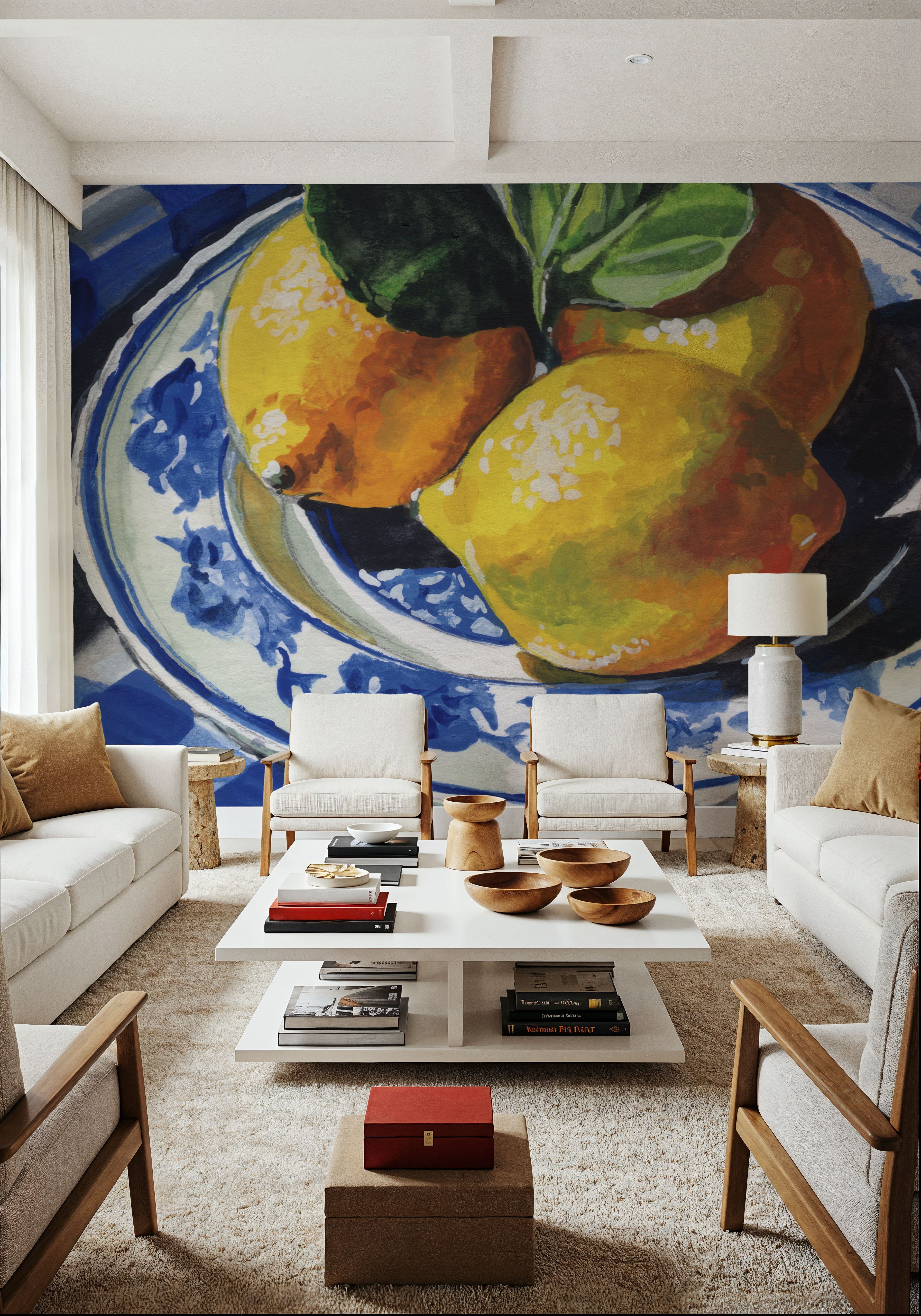 Lemons on a Blue Table