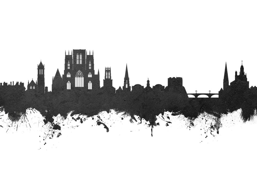 York England Skyline Black & White