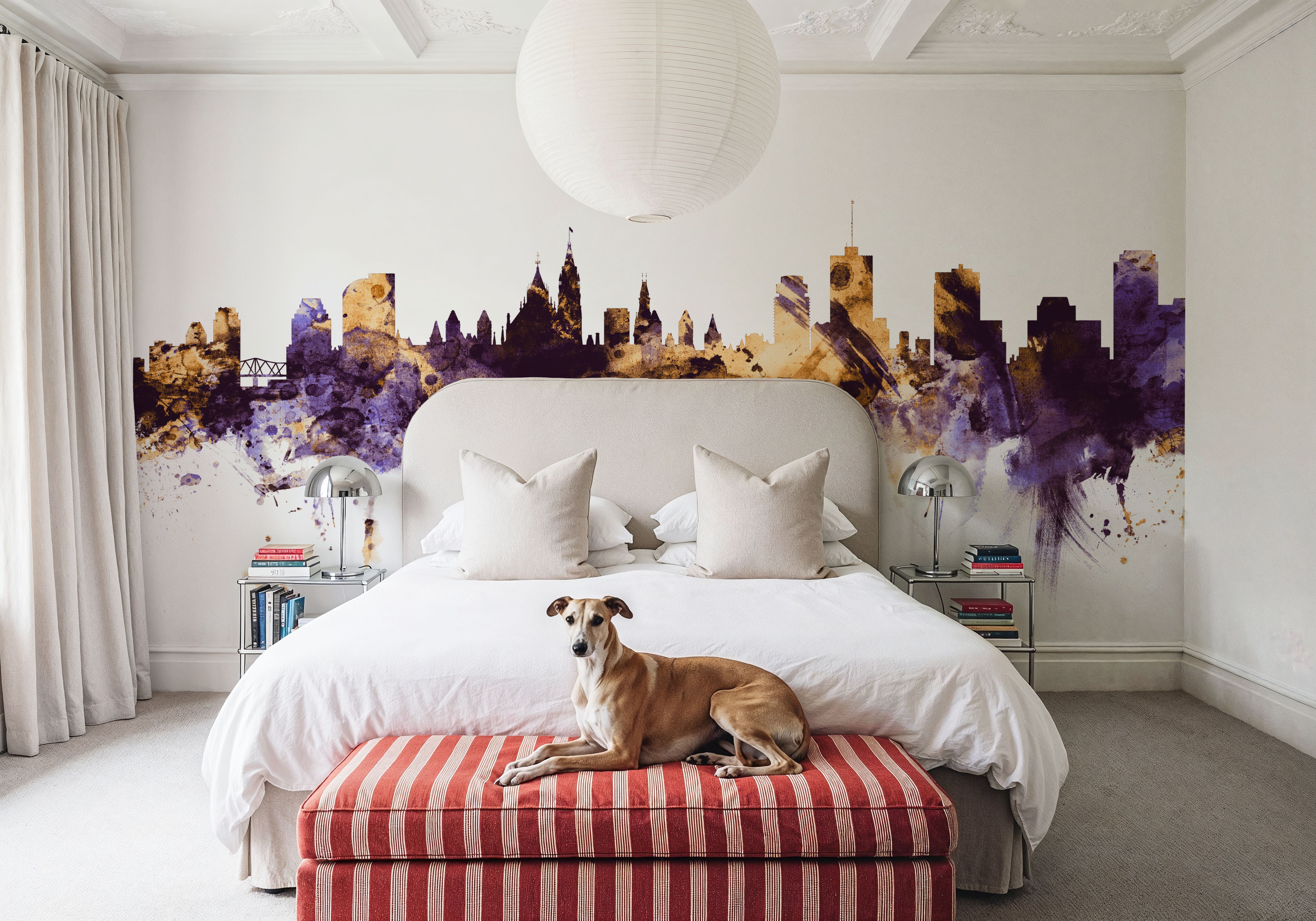 Ottowa Canada Skyline Purple & Gold, Wallpaper