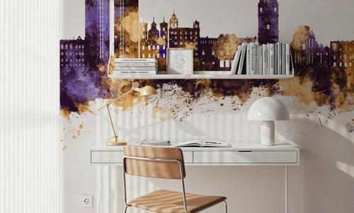Murcia Spain Skyline Purple & Gold