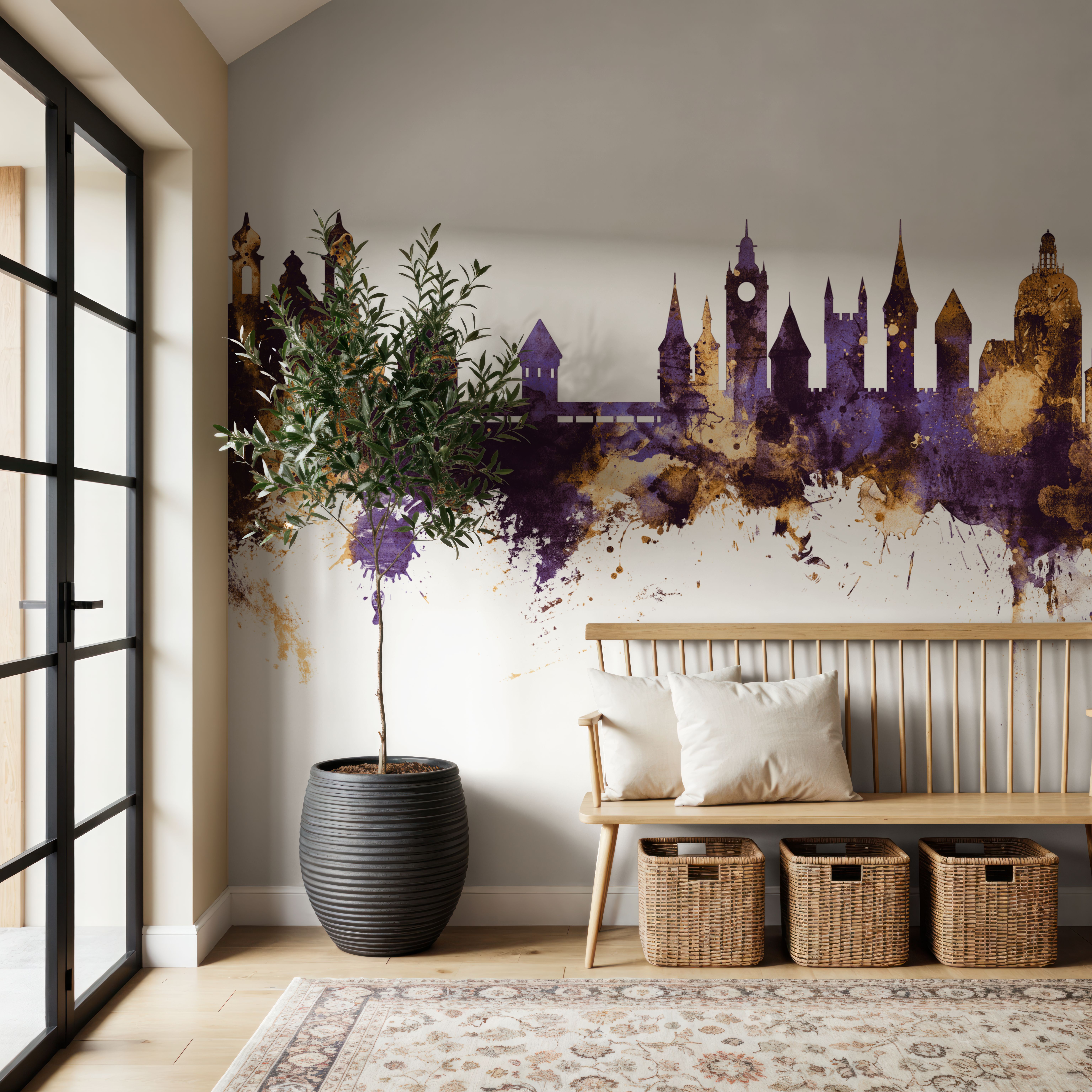 Lucerne Switzerland Luzern Skyline Purple & Gold