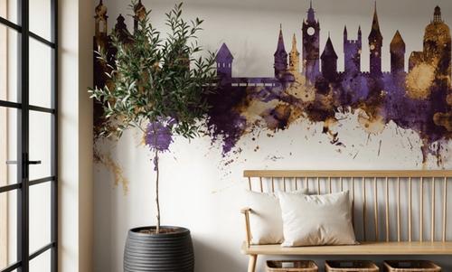Lucerne Switzerland Luzern Skyline Purple & Gold