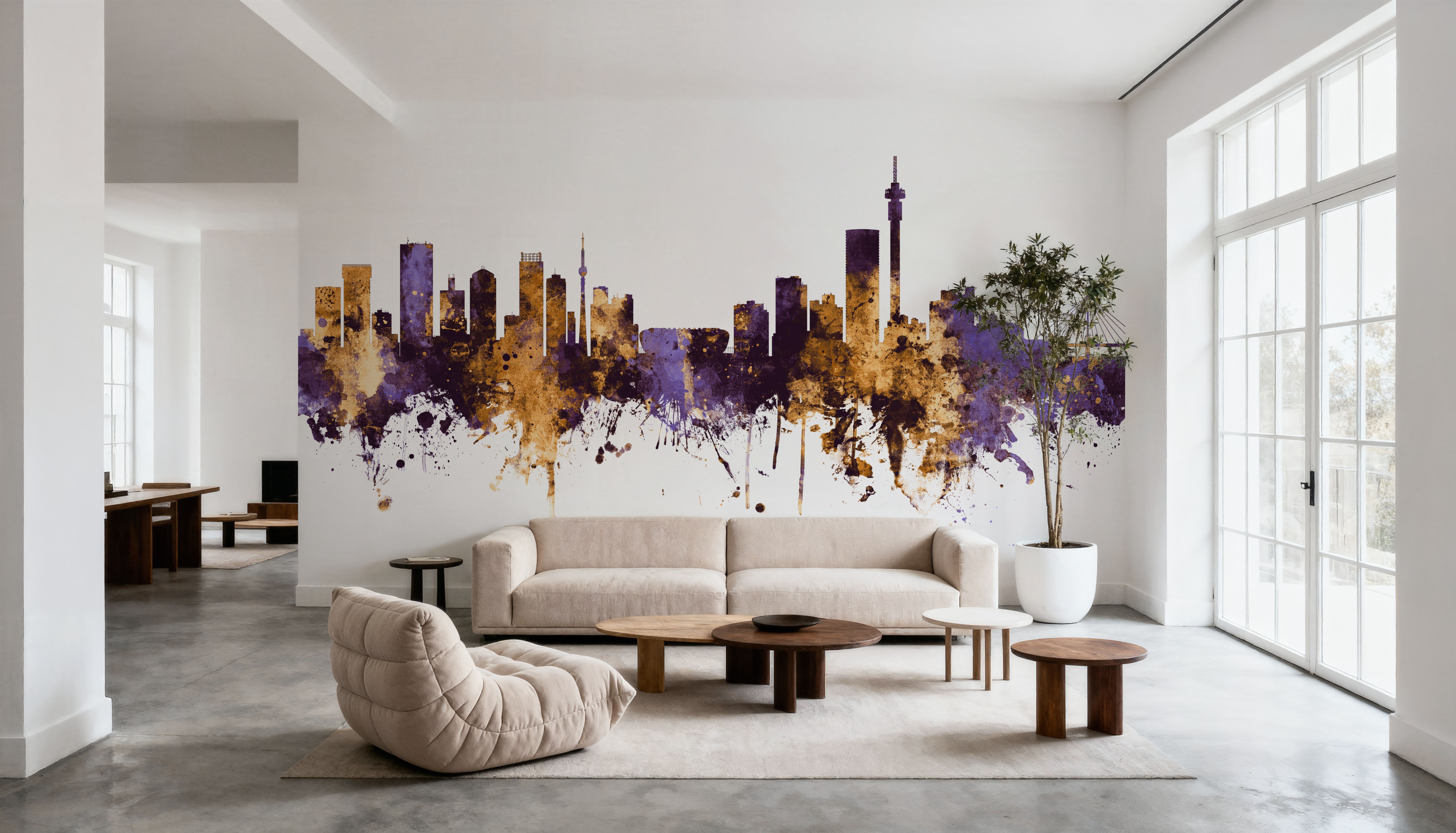 Johannesburg South Africa Skyline Purple & Gold