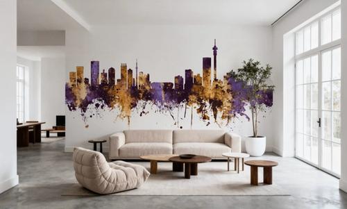 Johannesburg South Africa Skyline Purple & Gold