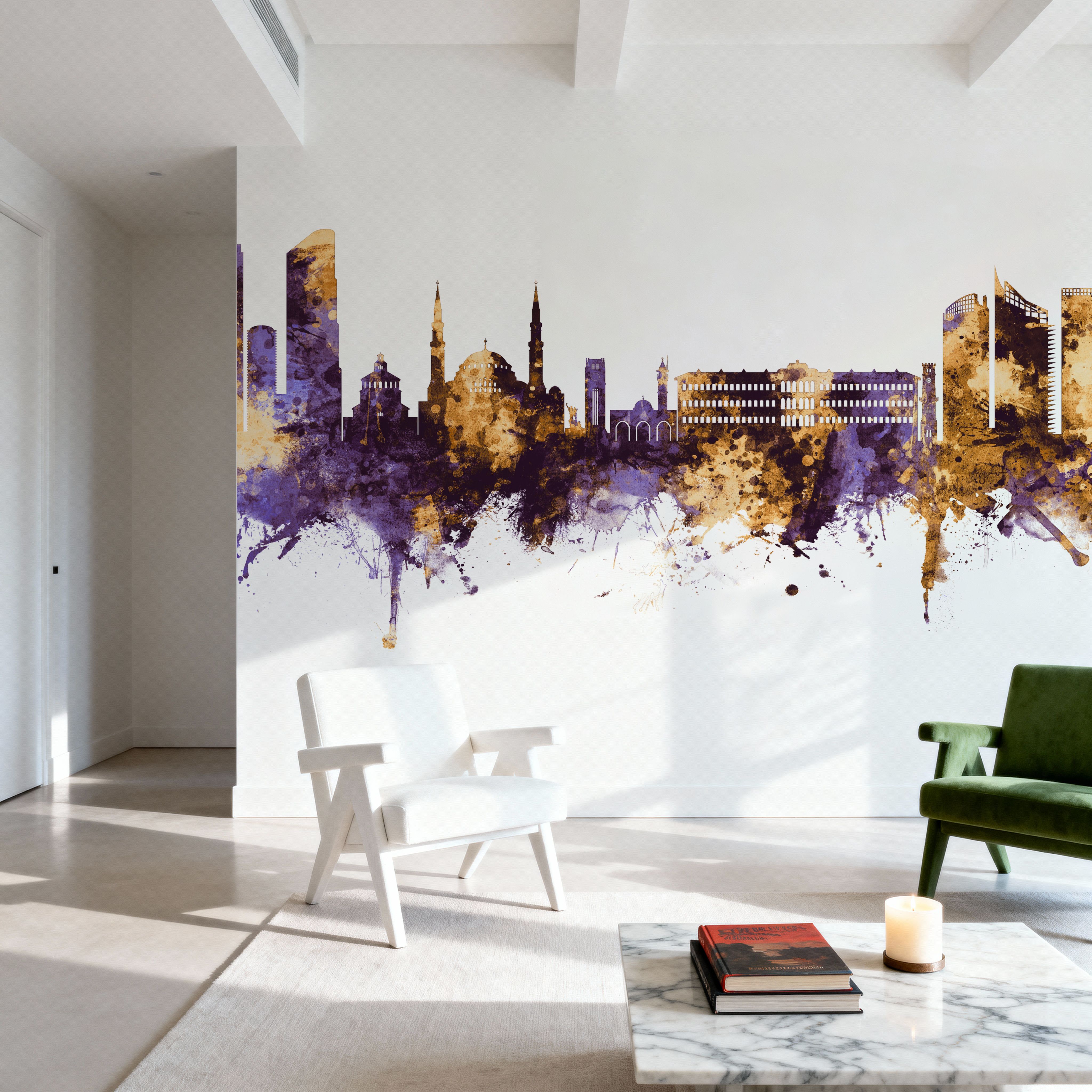 Beirut Lebanon Skyline Purple & Gold