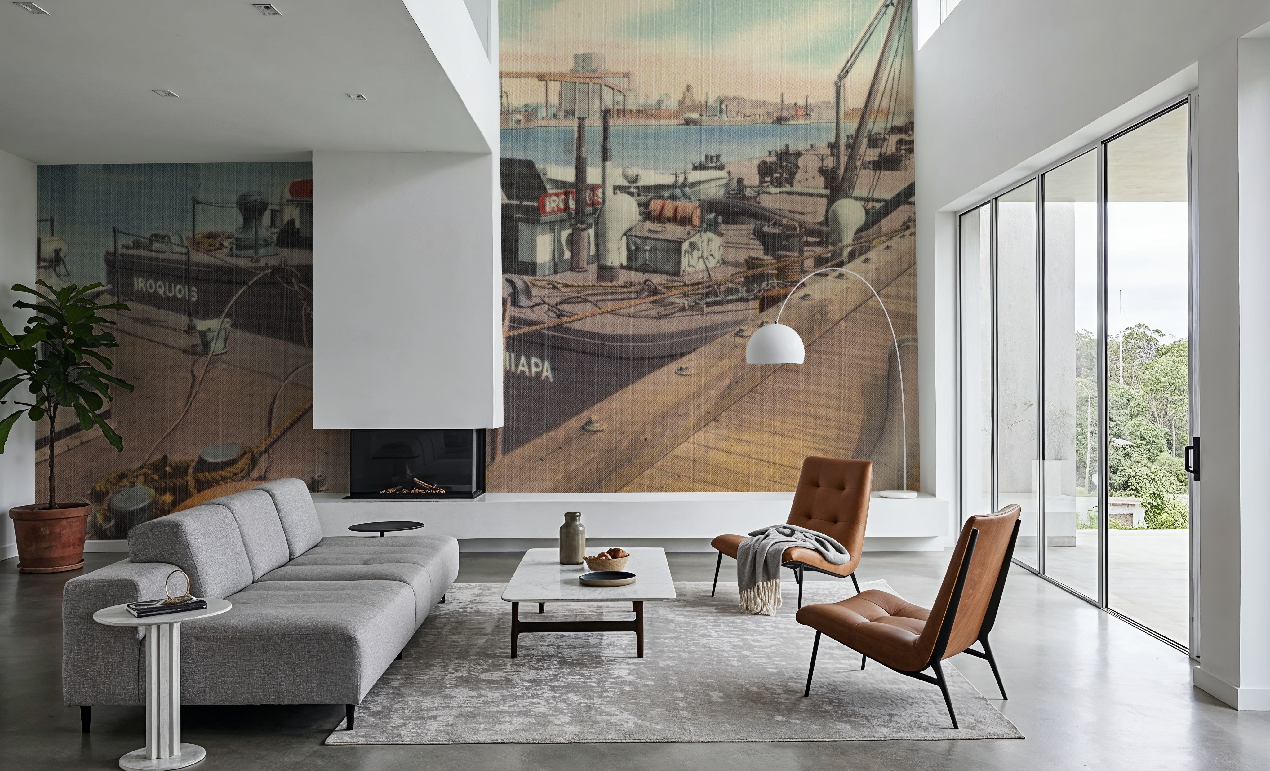 Greetings from Port of Albany - Screenprint Postcard, Wallpaper