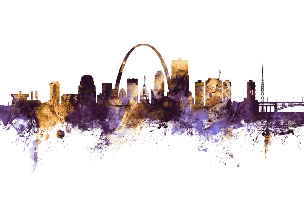 St Louis Missouri Skyline Purple & Gold