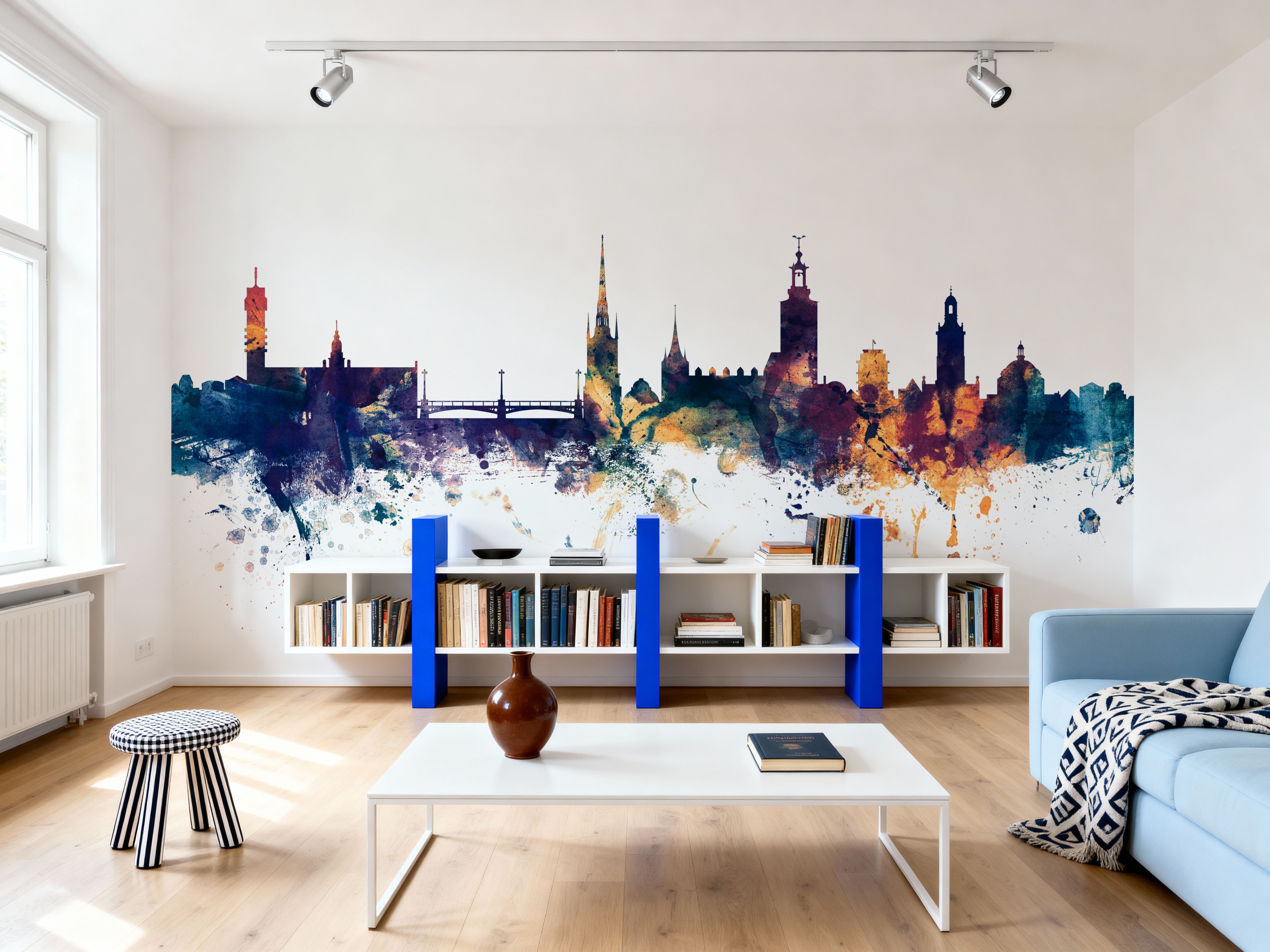 Stockholm Skyline Blue & Bronze