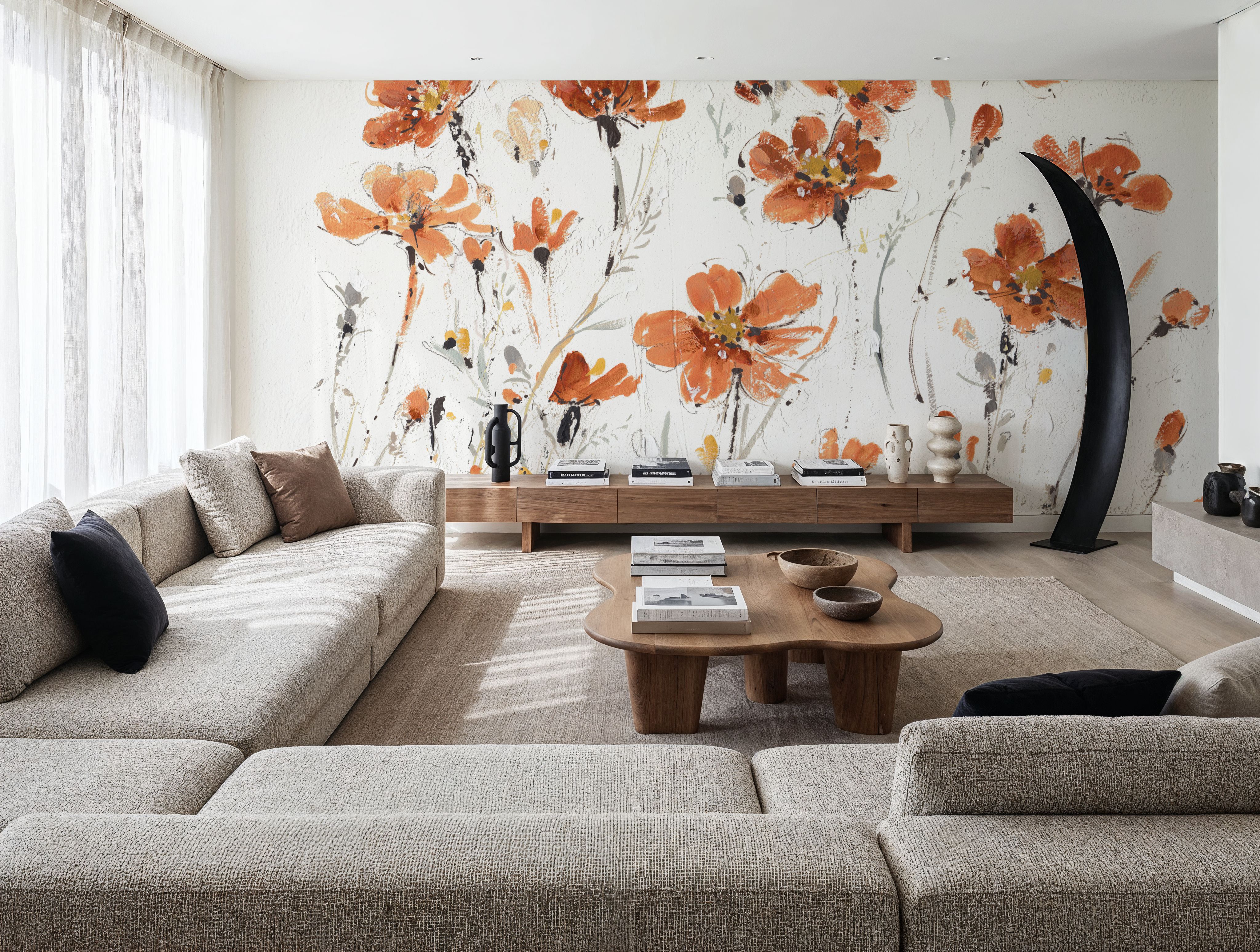 Wildflowers III Orange on White