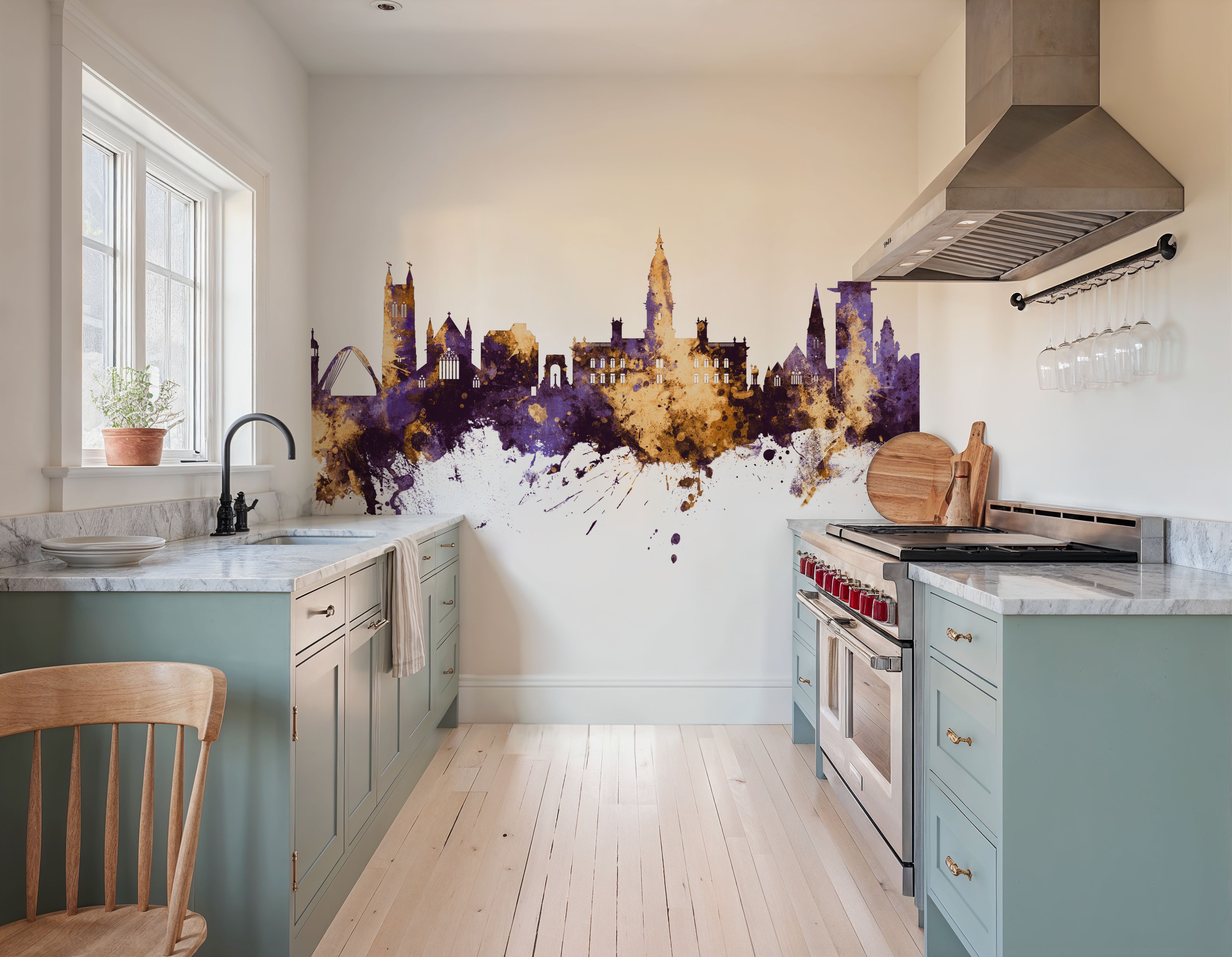 Bolton England Skyline Purple & Gold