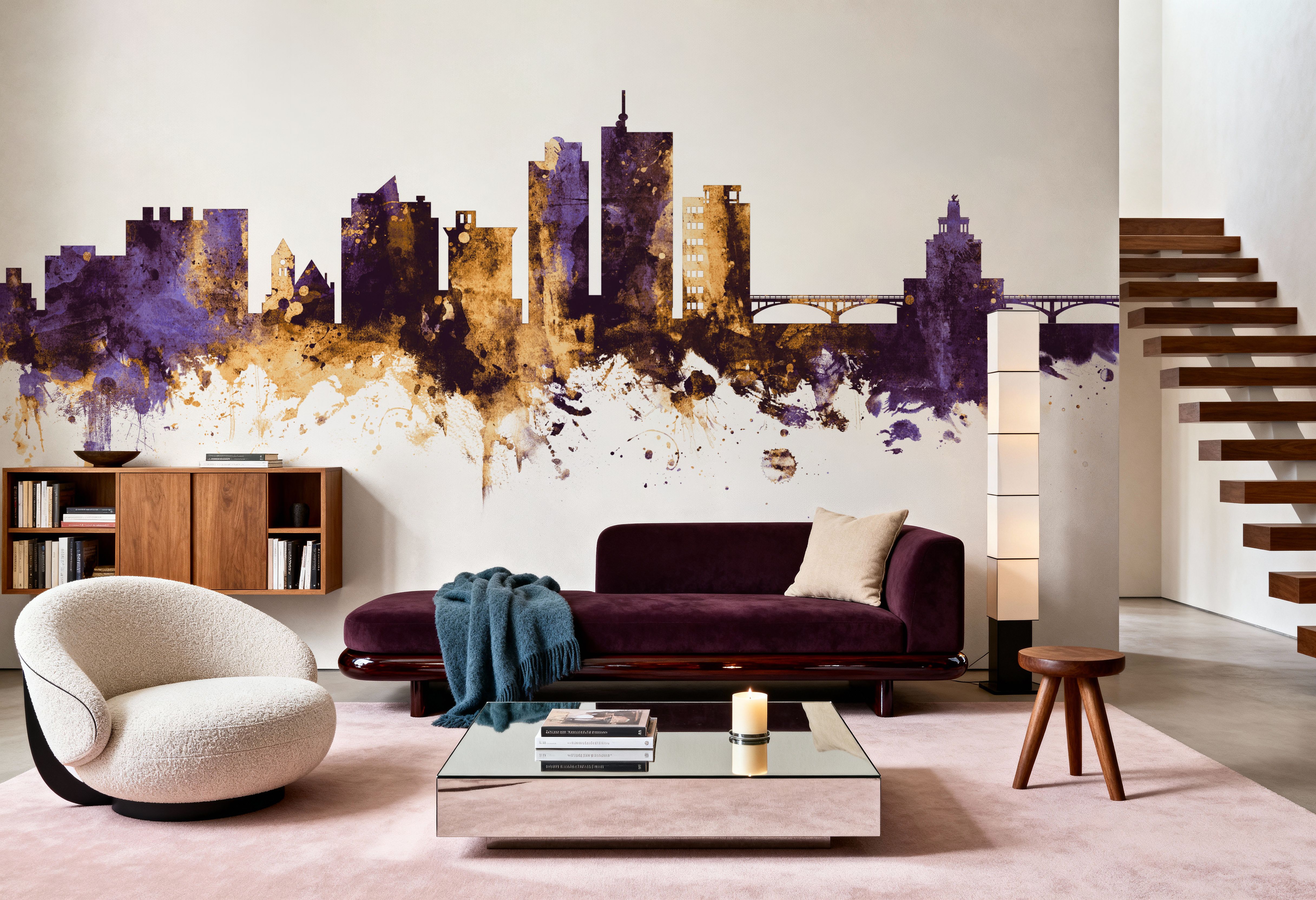 Cedar Rapids Iowa Skyline Purple & Gold