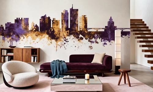 Cedar Rapids Iowa Skyline Purple & Gold