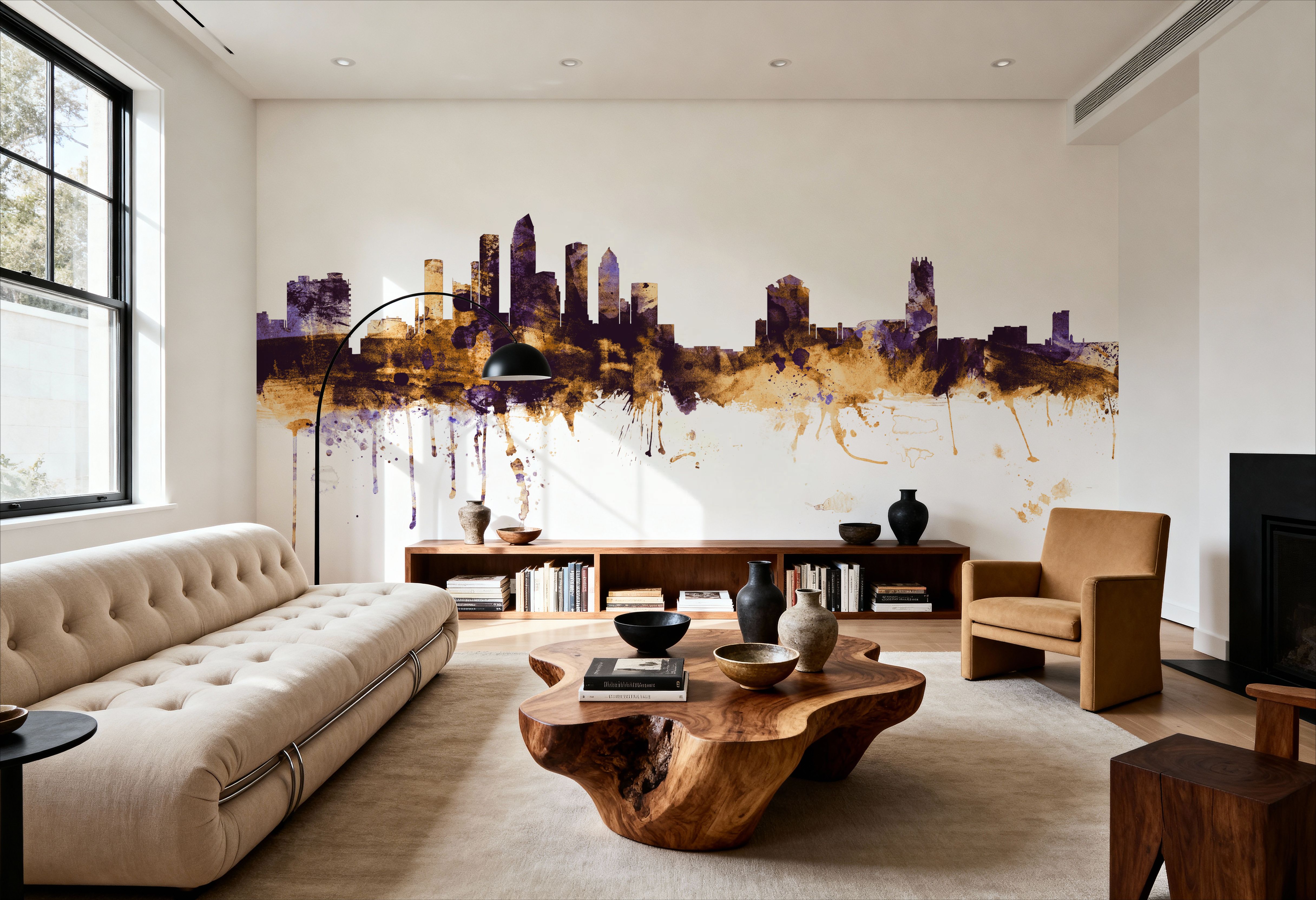 Tampa Florida Skyline Purple & Gold, Wallpaper