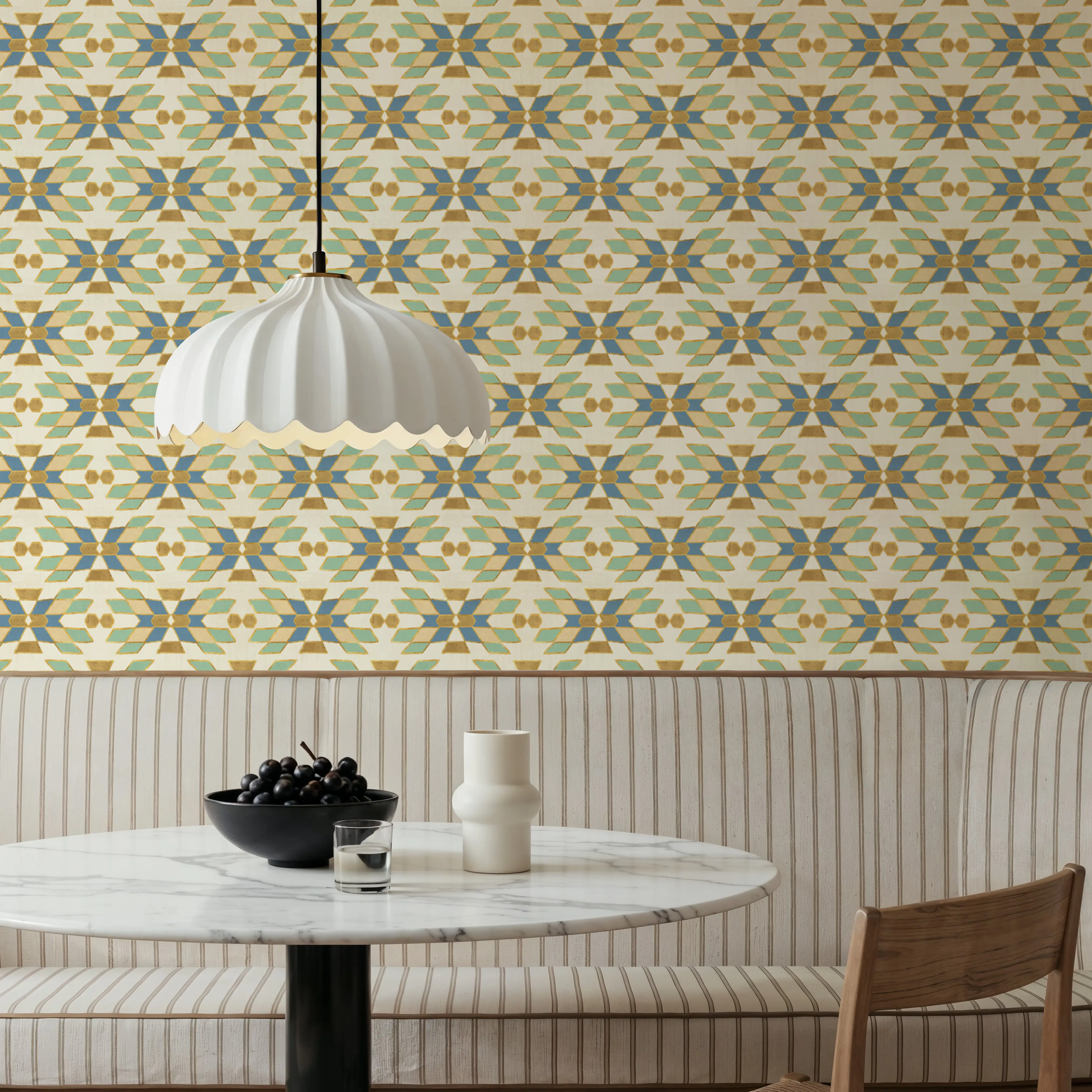 Wallpaper - Outdoor Figures - Squares Triangles - Yellow - Offices - Wallism UK - Peel & Stick or Paste-the-Wall