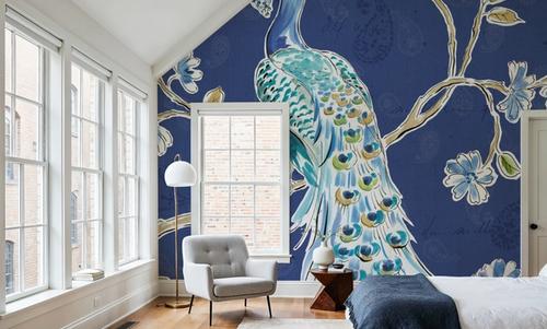 Peacock Allegory I Blue