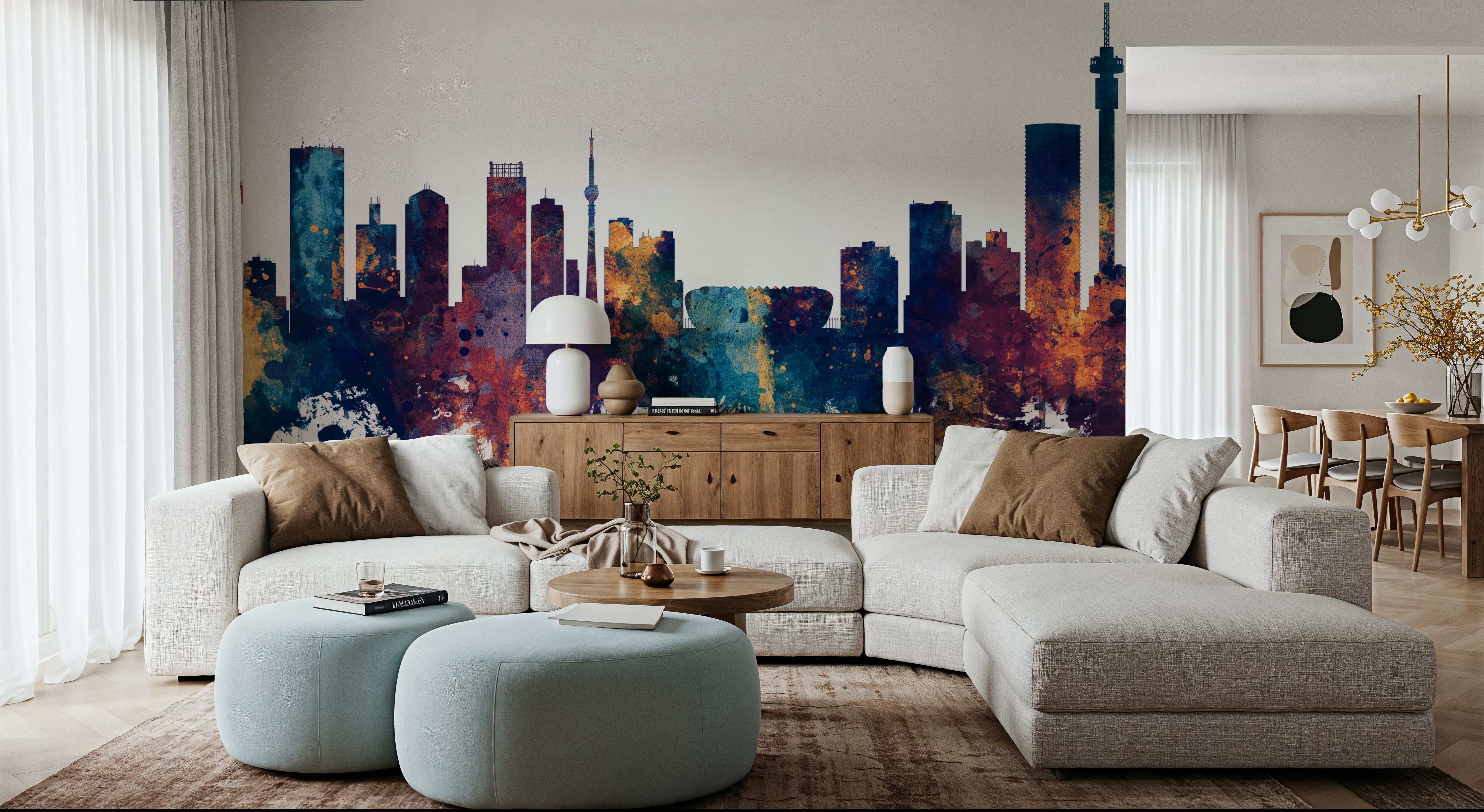 Johannesburg South Africa Skyline Blue & Bronze
