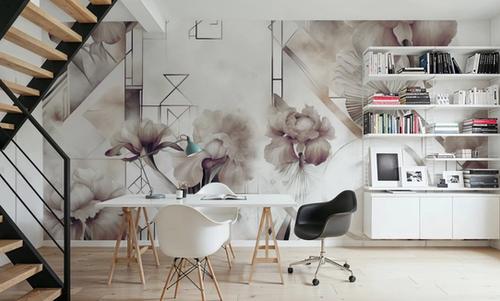 Watercolor Geometry Brown