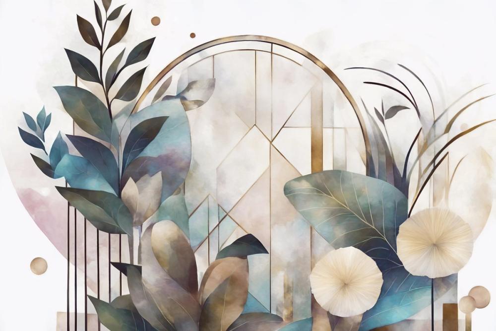 Art Deco Floral Geometry Yellow