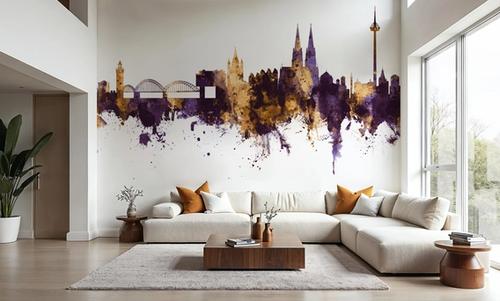 Cologne Germany Skyline Purple & Gold