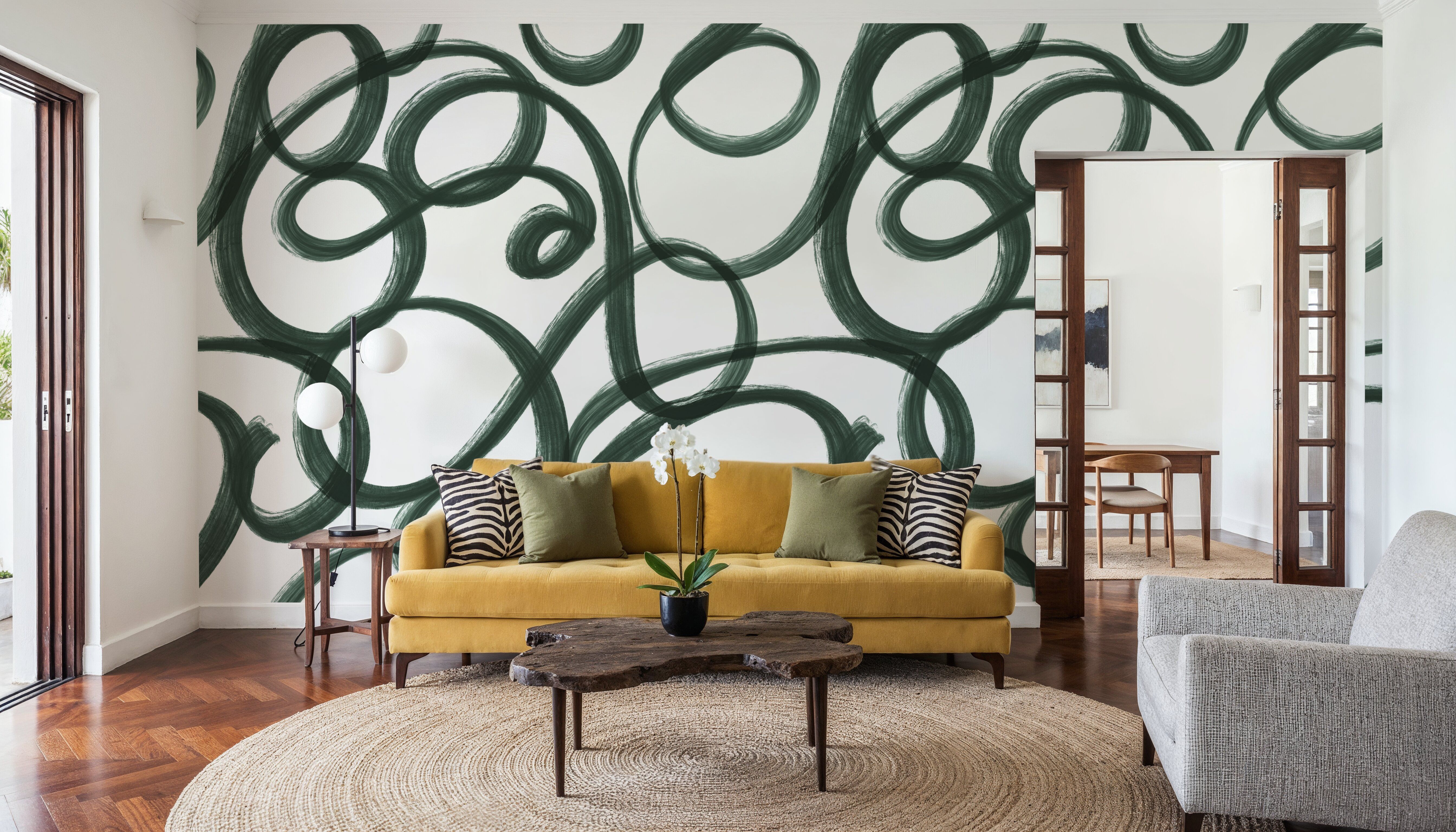 Curly Brush Lines, Salamander Green