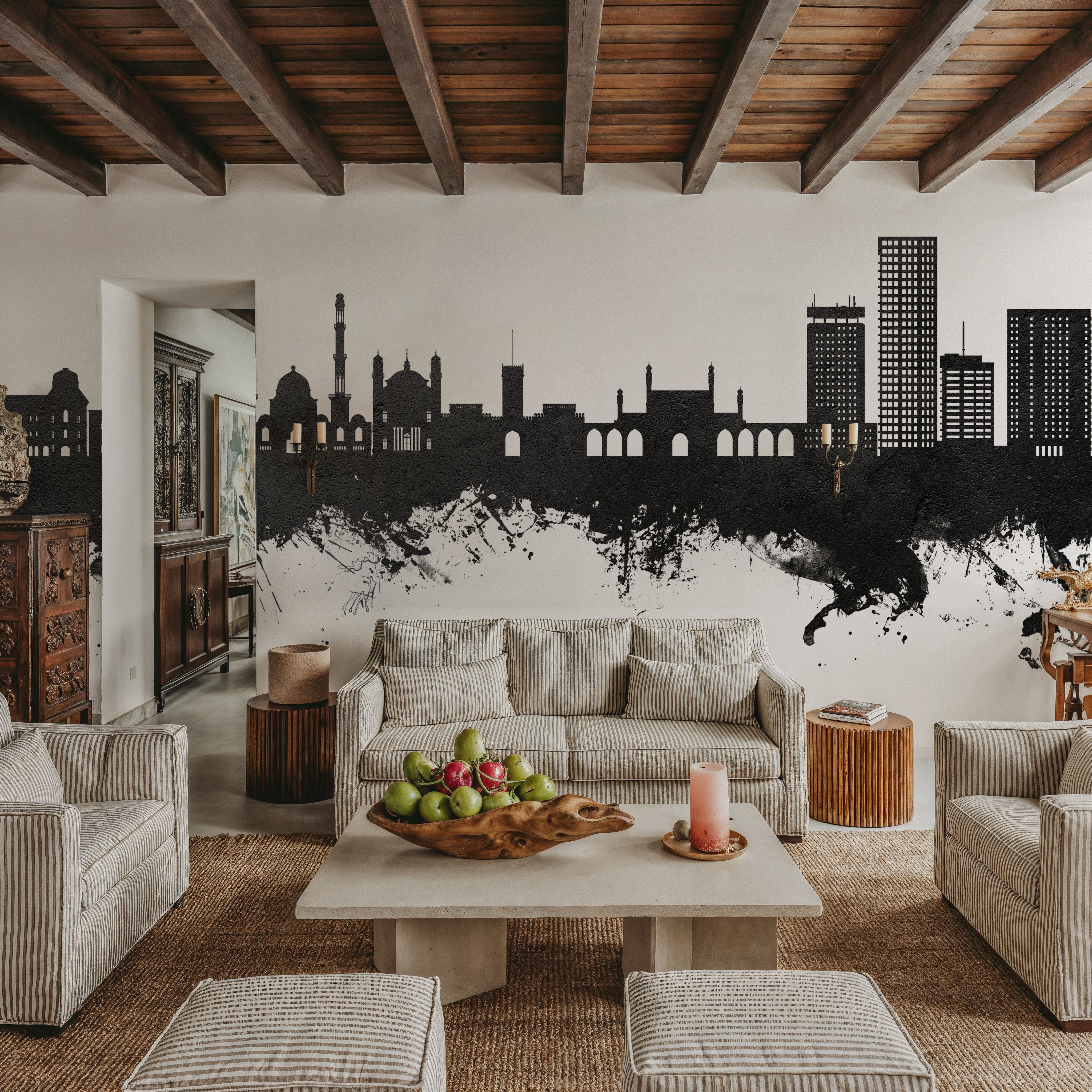 Kabul Afghanistan Skyline Black & White