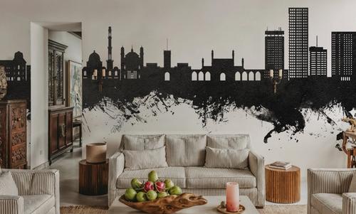 Kabul Afghanistan Skyline Black & White