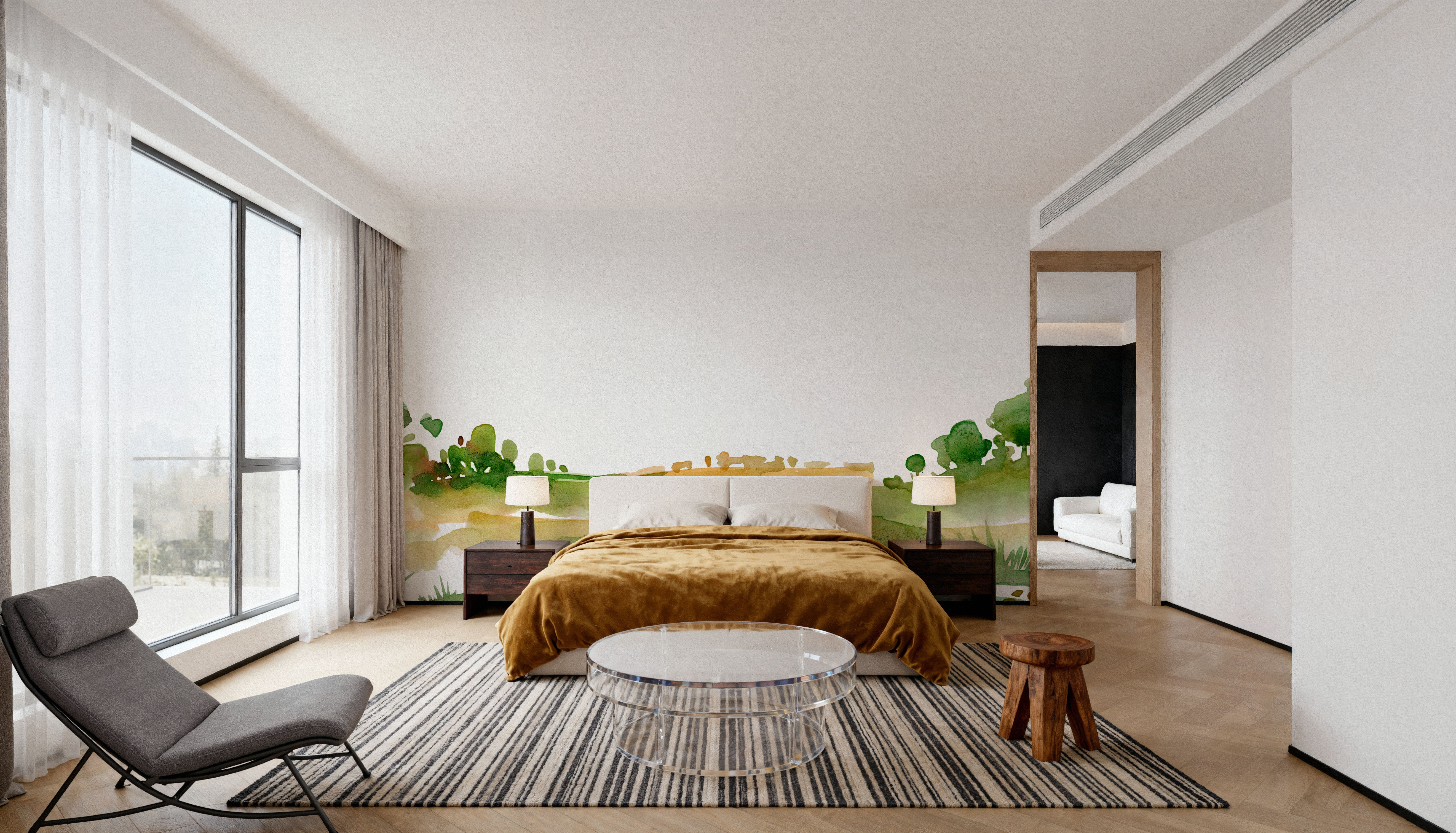 Rural Watercolor Landscape, Papel pintado