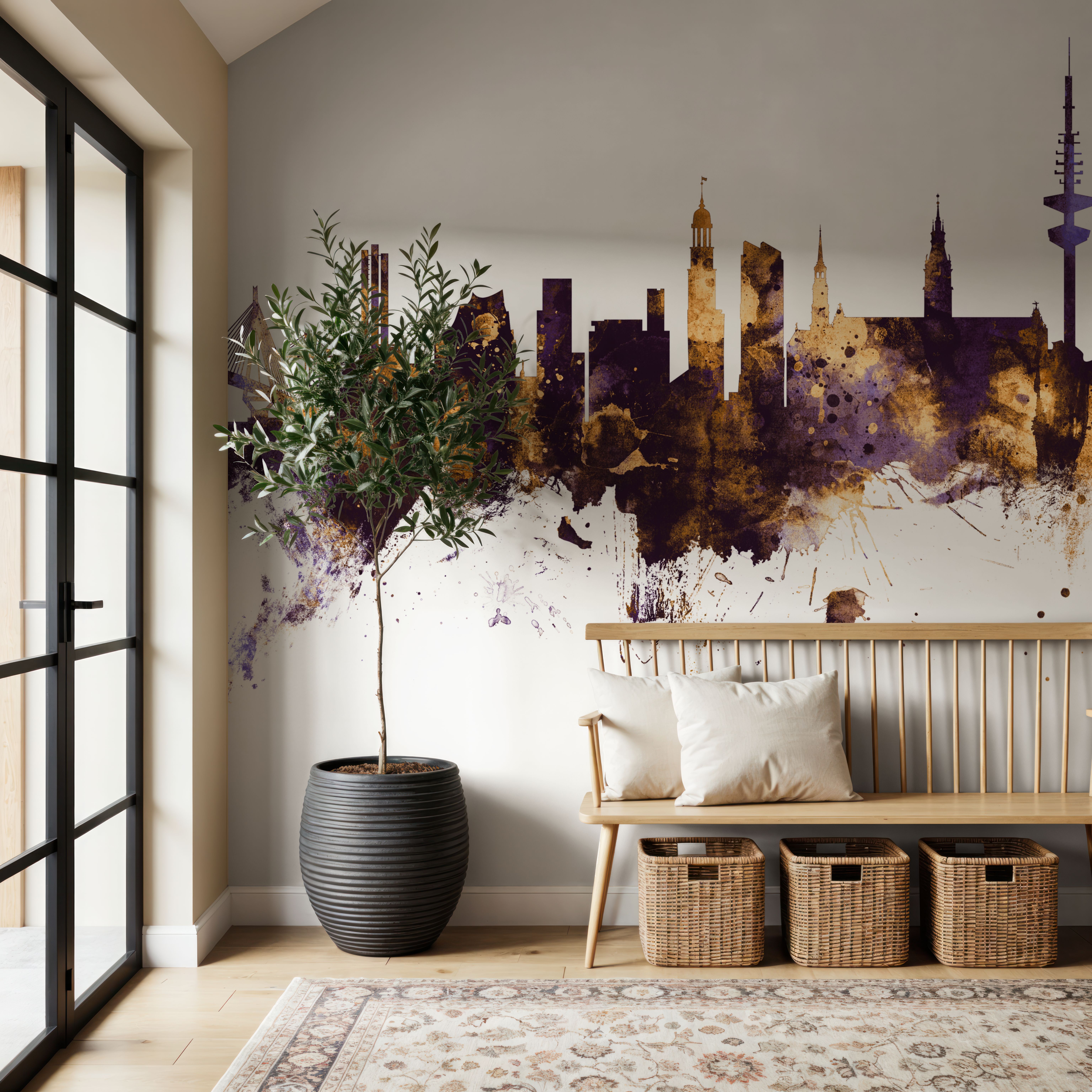 Hamburg Germany Skyline Purlpe & Gold