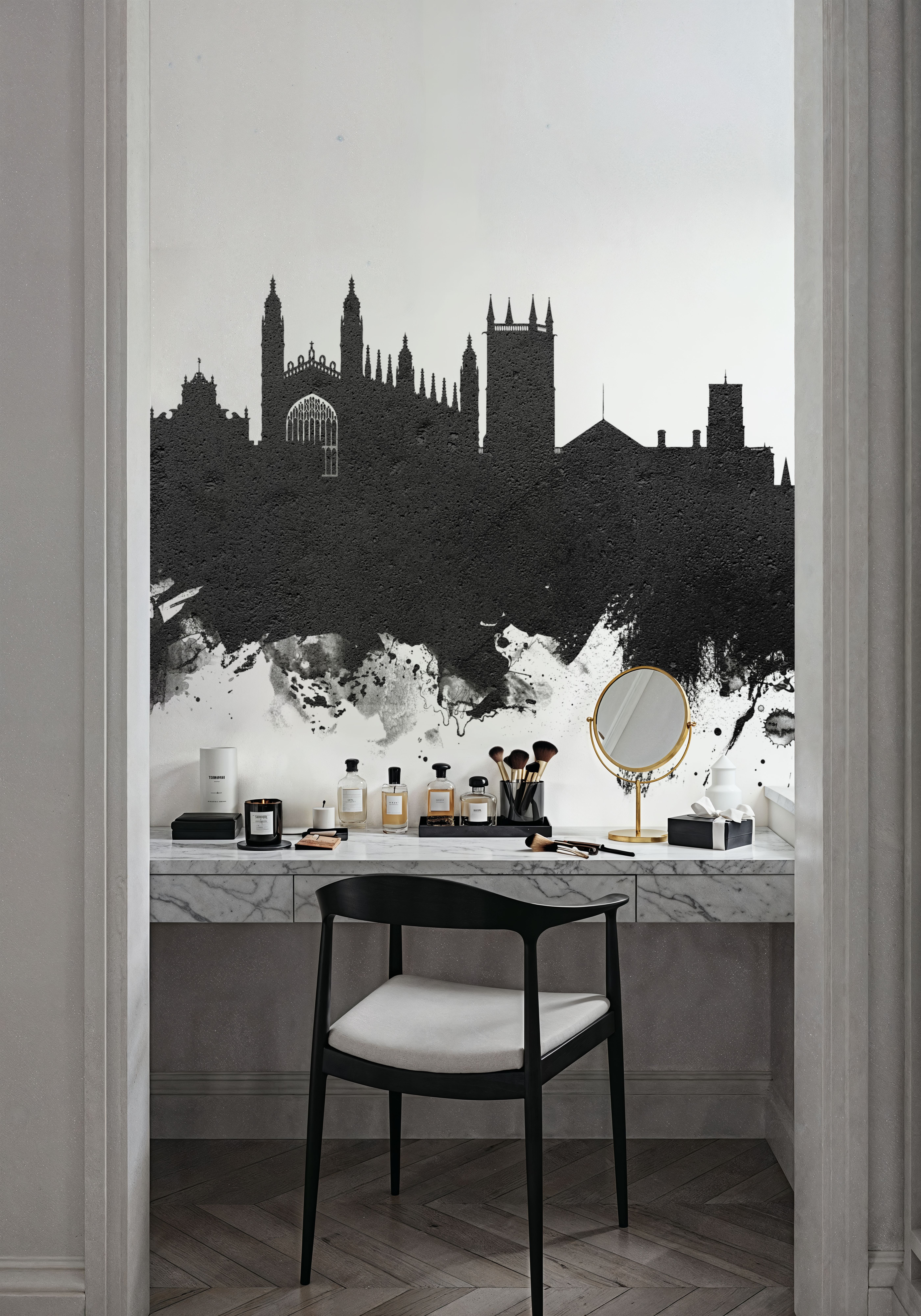 Cambridge England Skyline Black & White