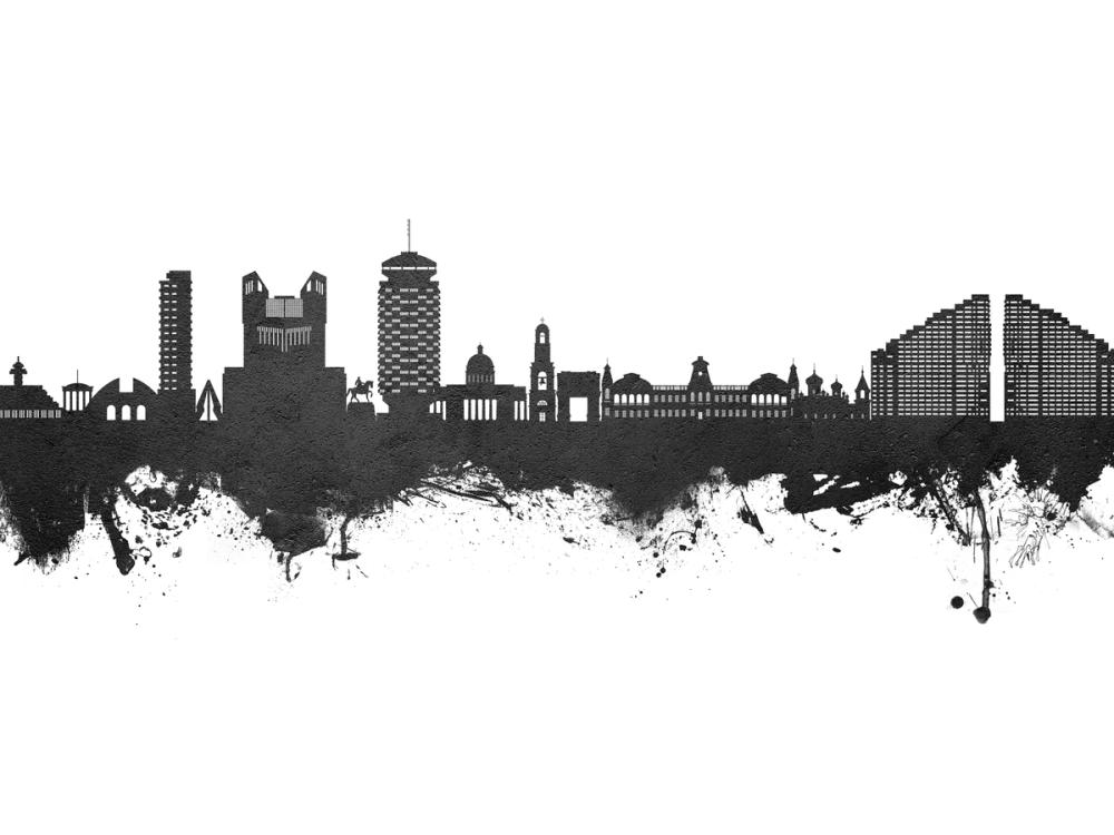 Chisinau Moldova Skyline Black & White