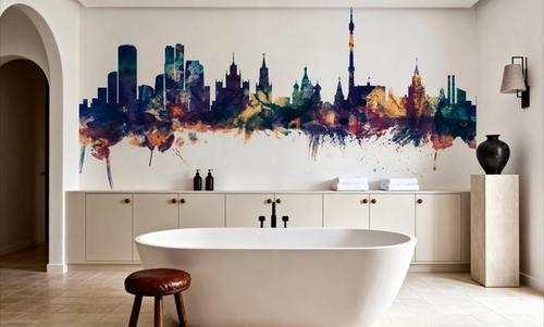 Moscow Russia Skyline Blue & Bronze