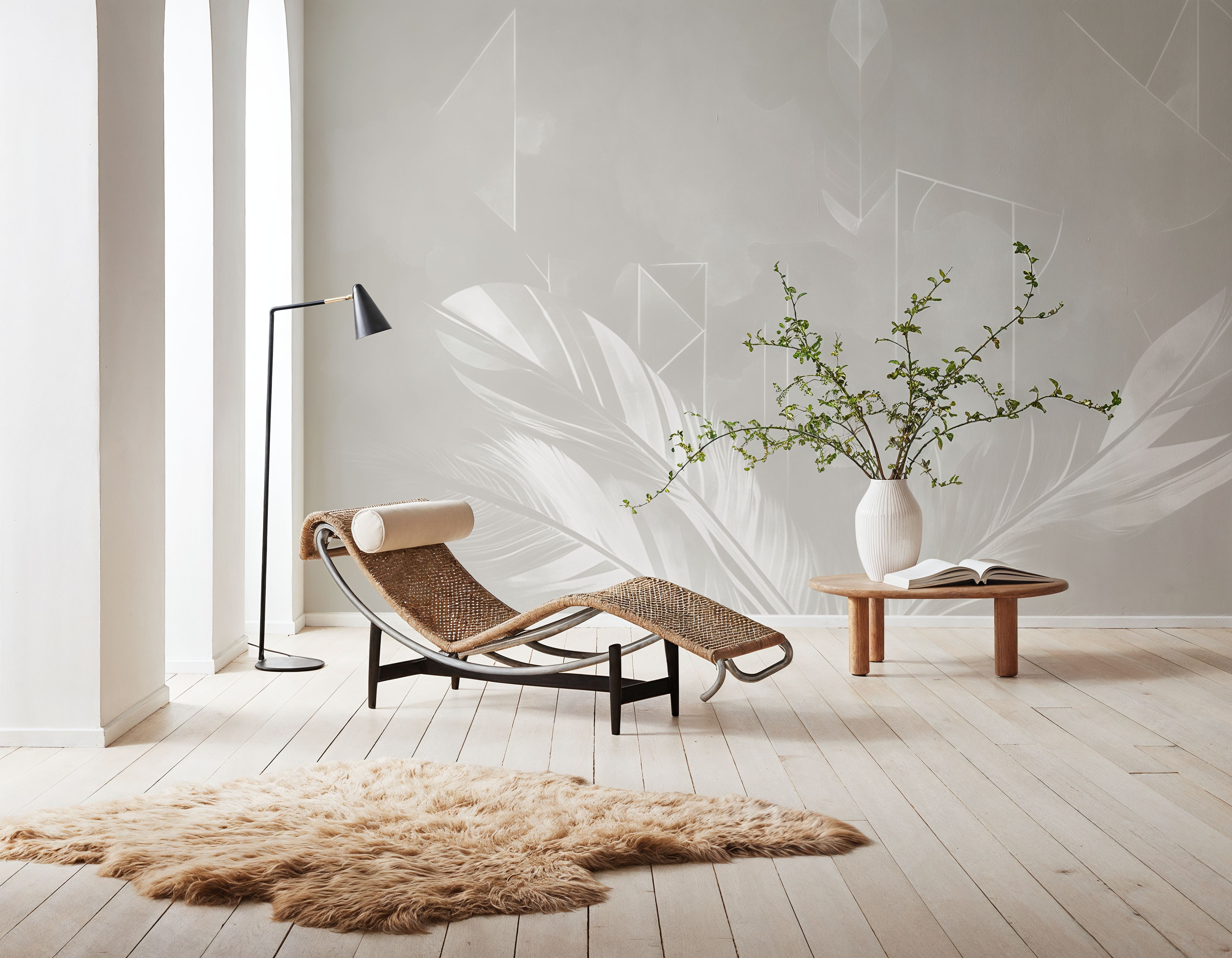Solid Feather Geometry Beige