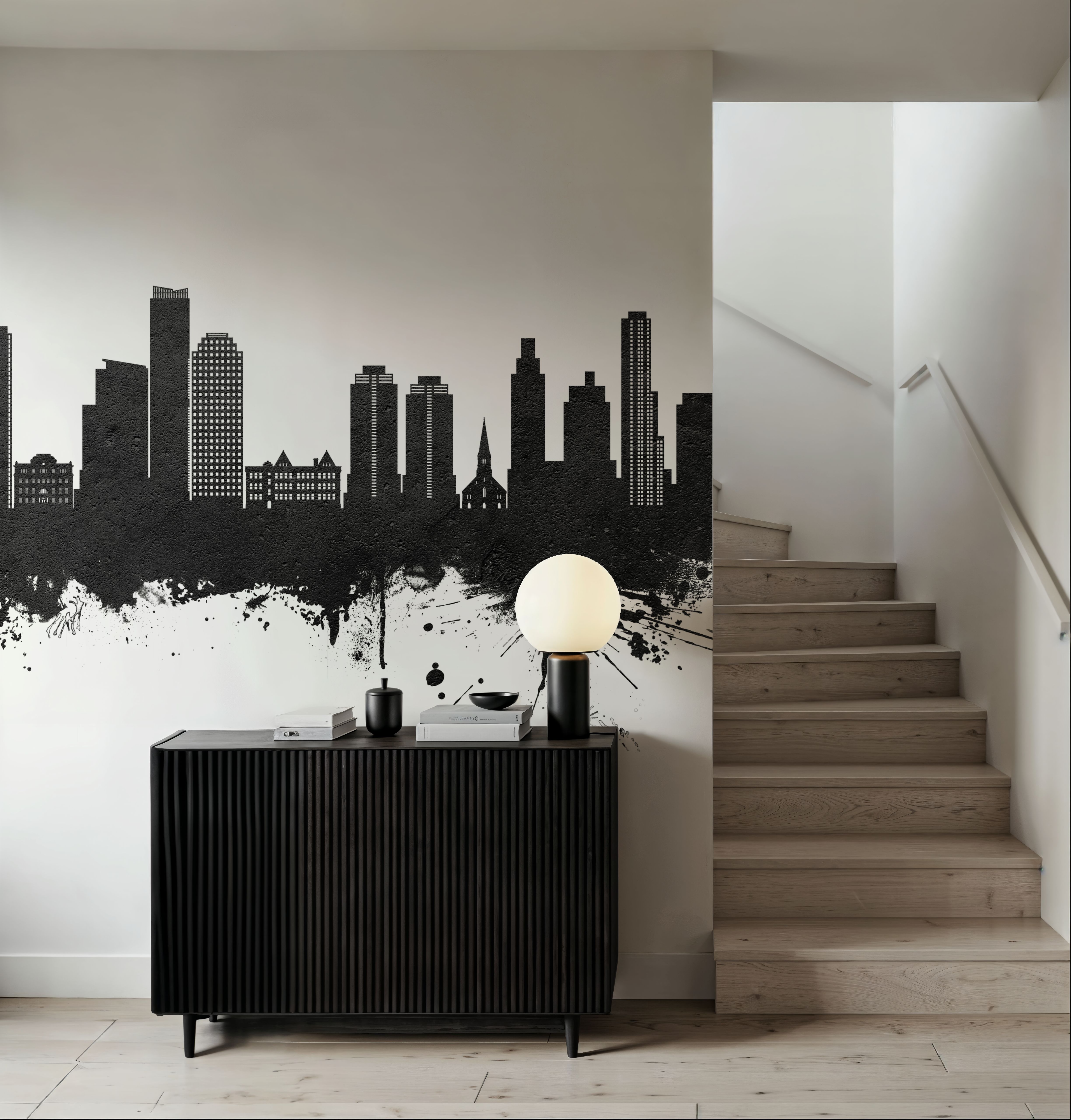 Queens New York Skyline Black & White