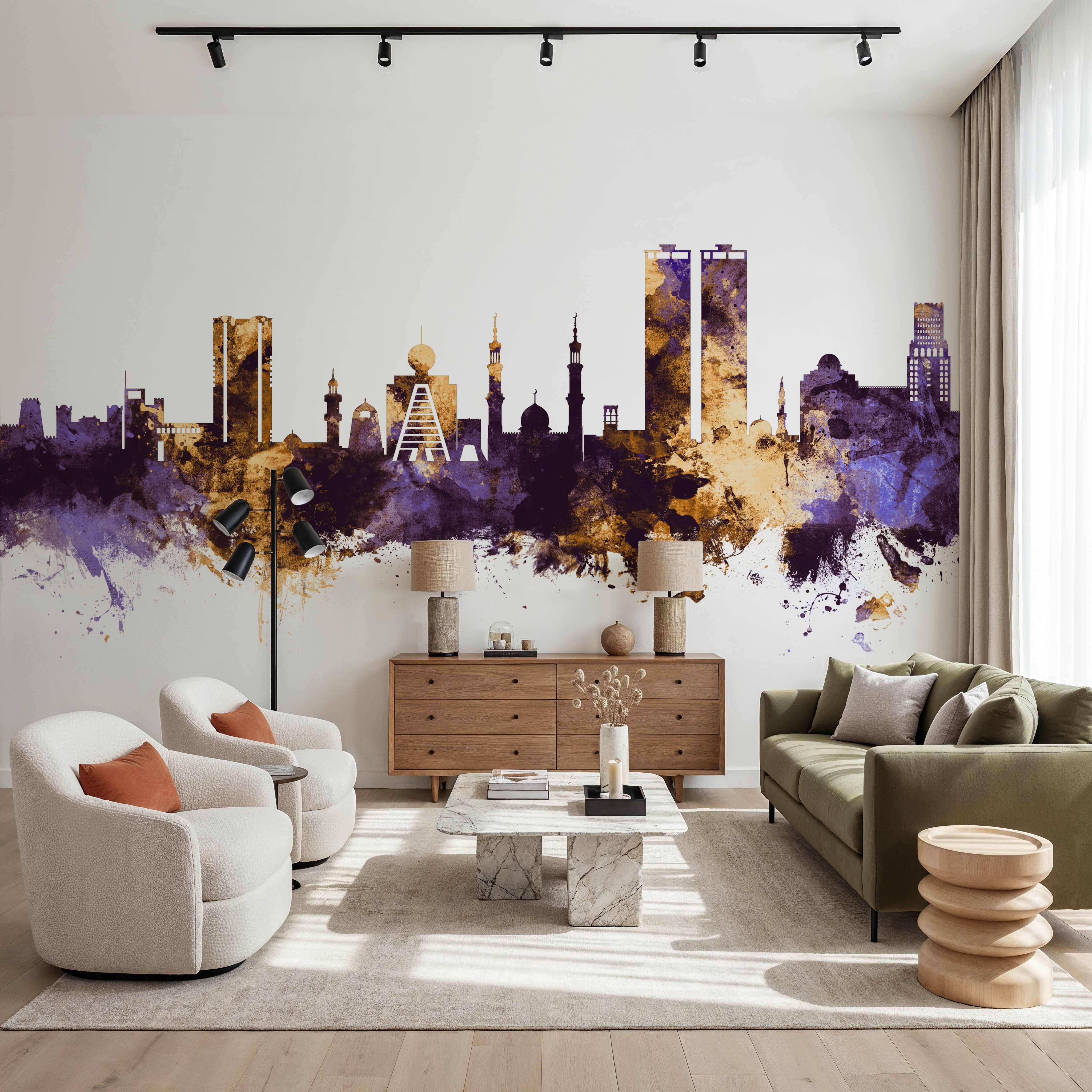 Ras Al Khaimah Skyline Purple & Gold