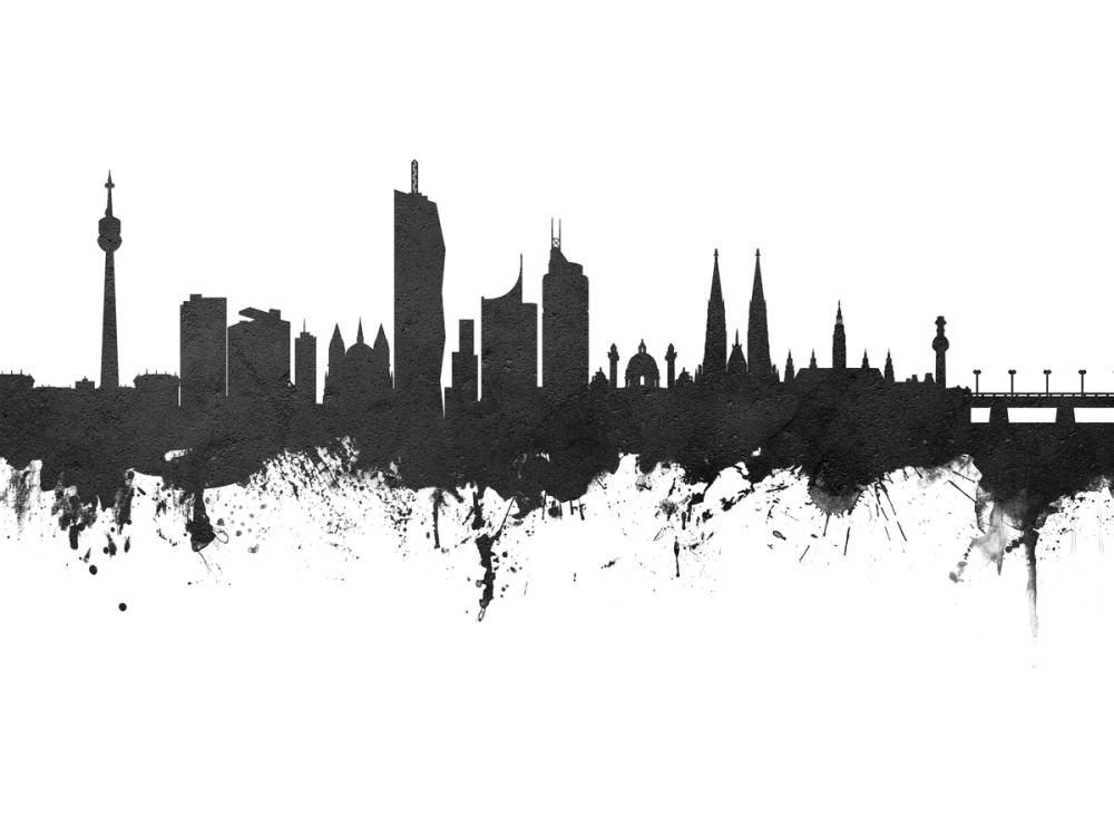 Vienna Austria Skyline Black & White