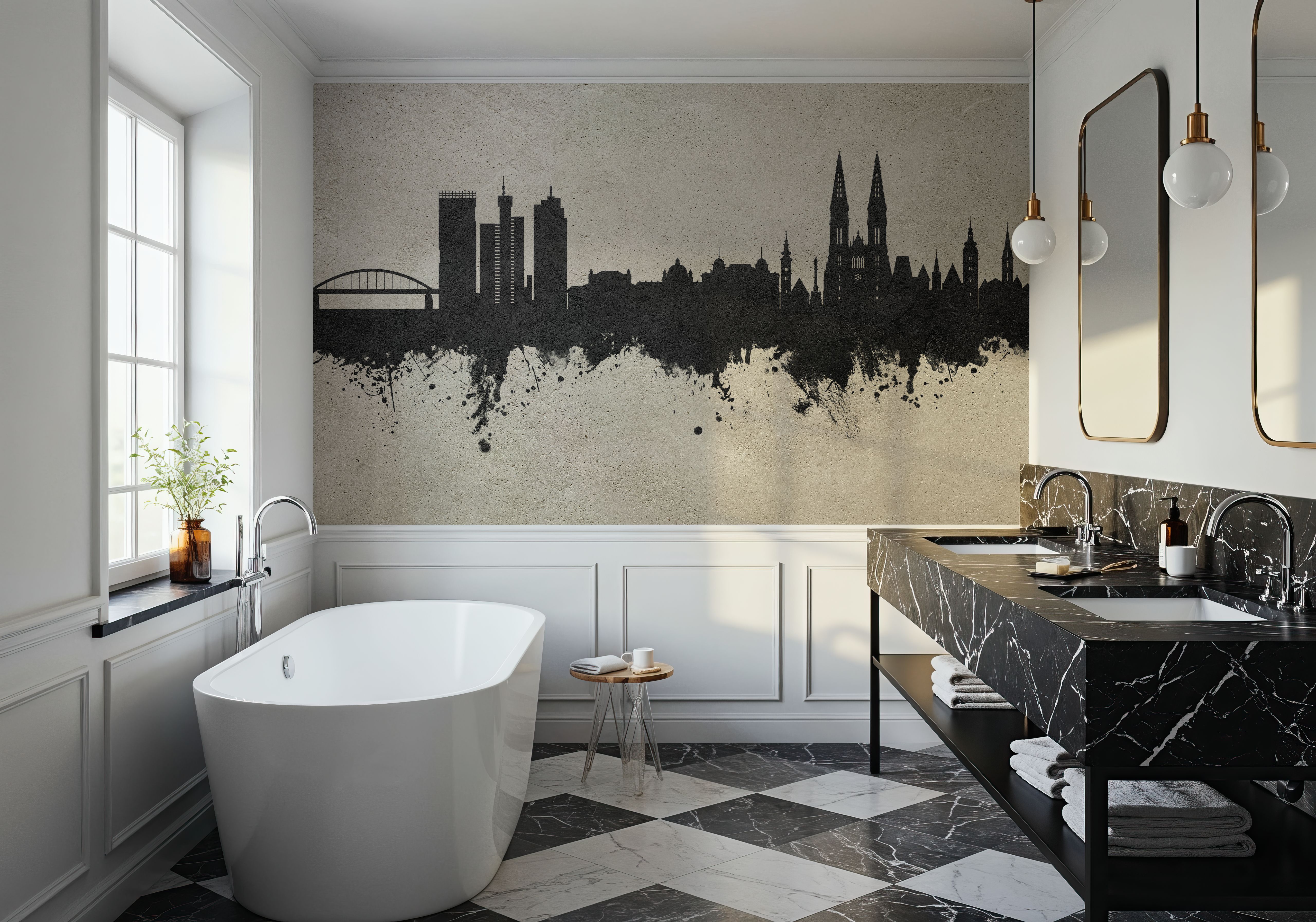 Zagreb Croatia Skyline Concrete, Carte da parati