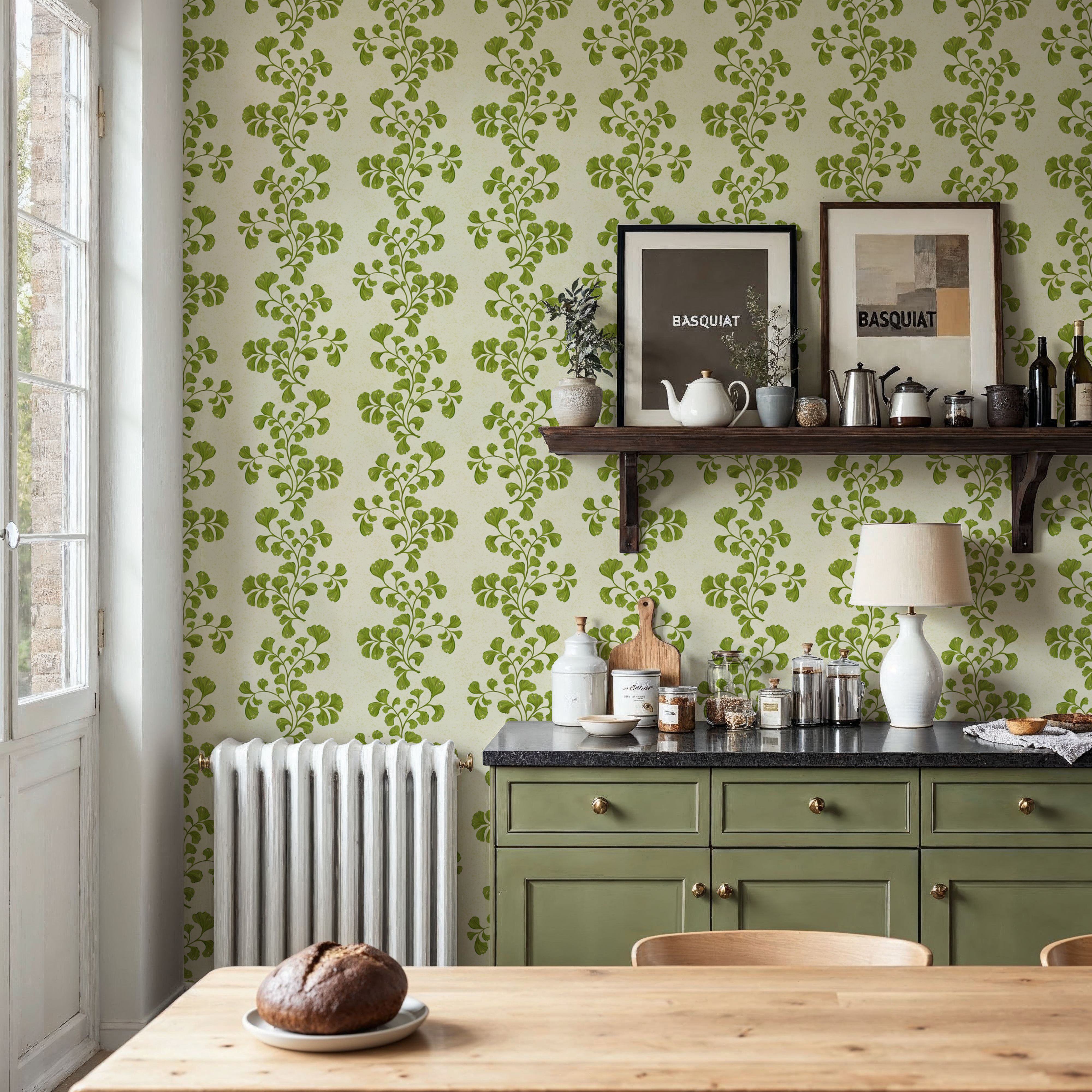Fern Stripes, Cream, Carte da parati