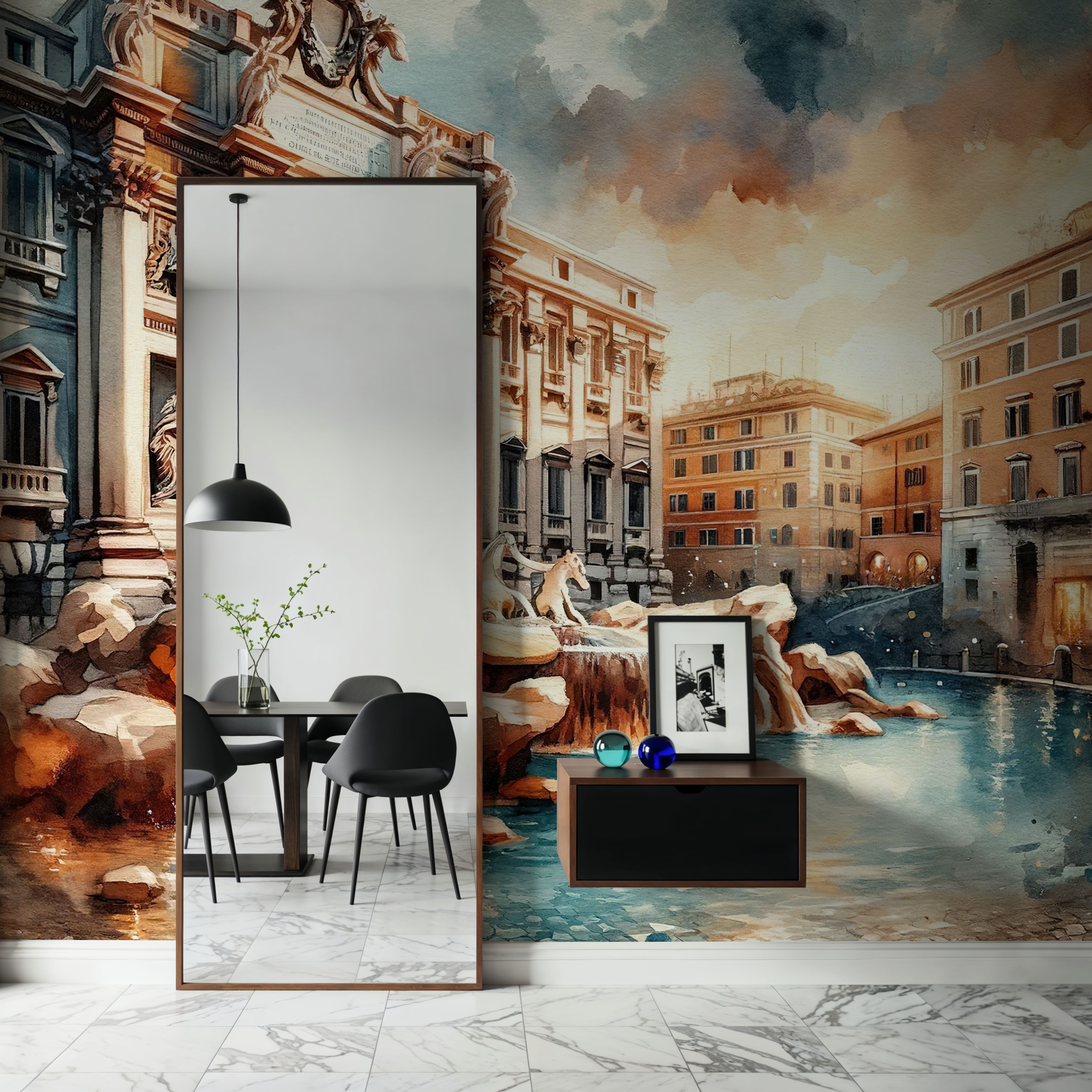 Watercolor Trevi Fountain Rome