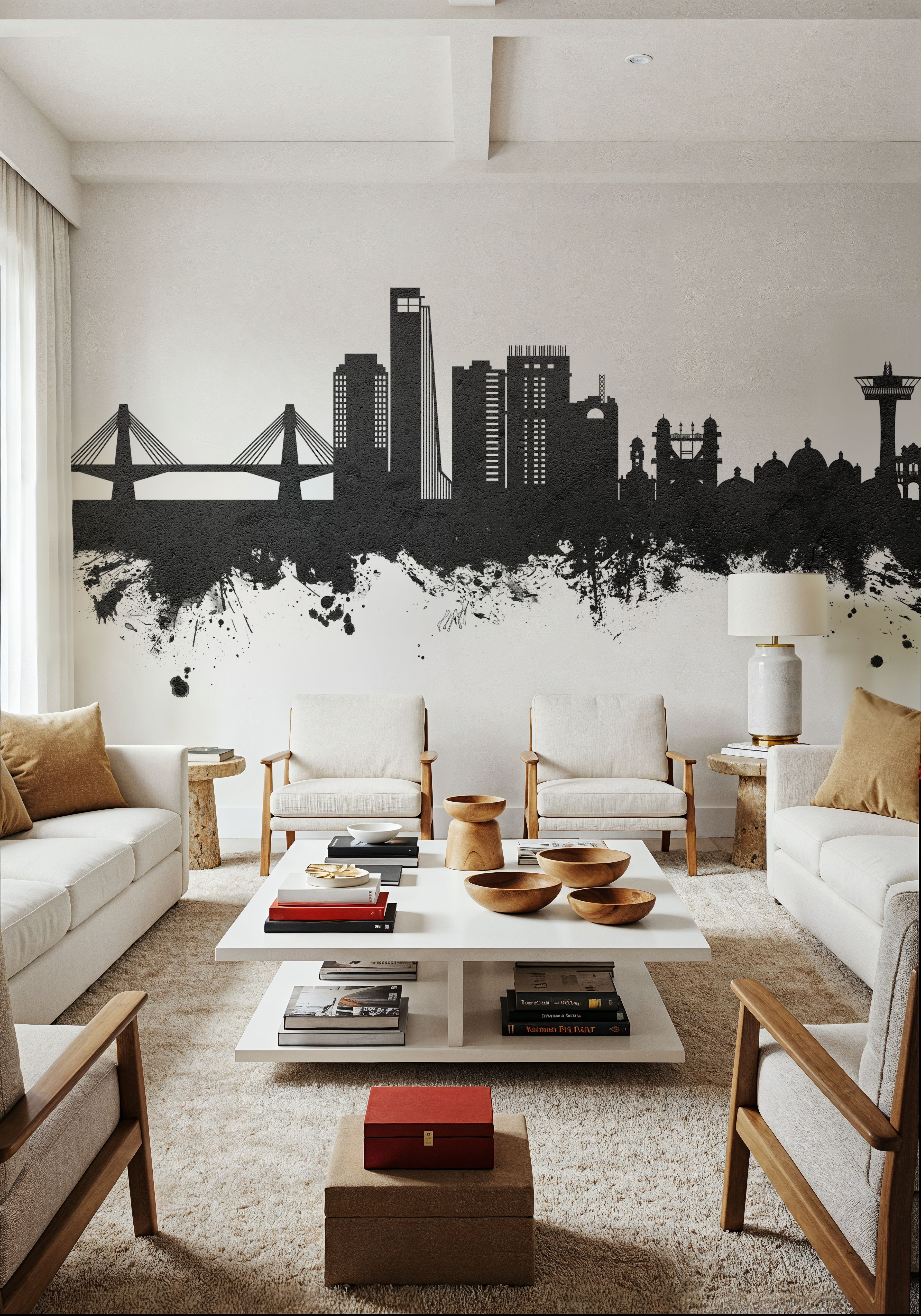 Chattogram Bangladesh Skyline Black & White