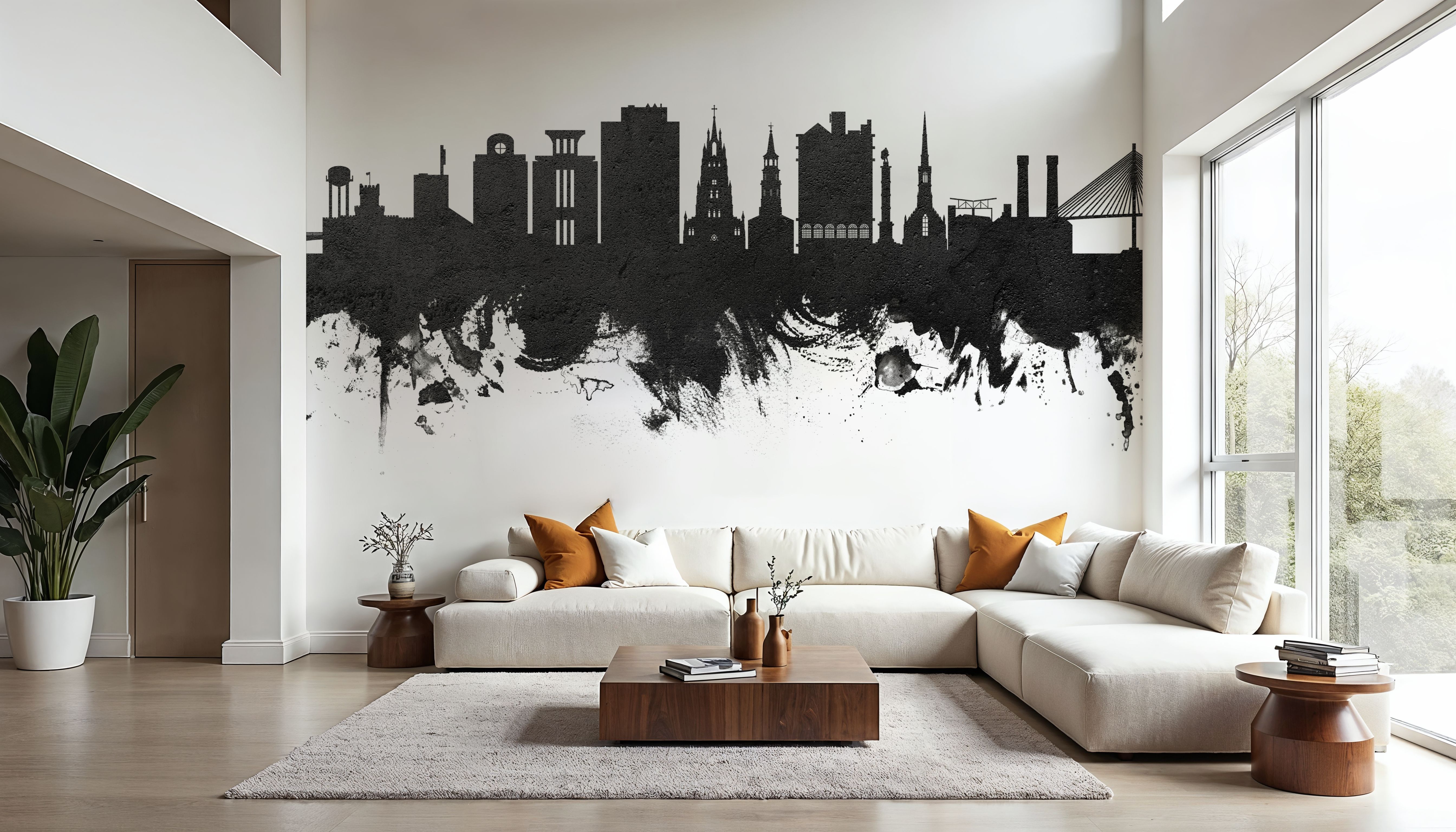 Charleston South Carolina Skyline Black & White
