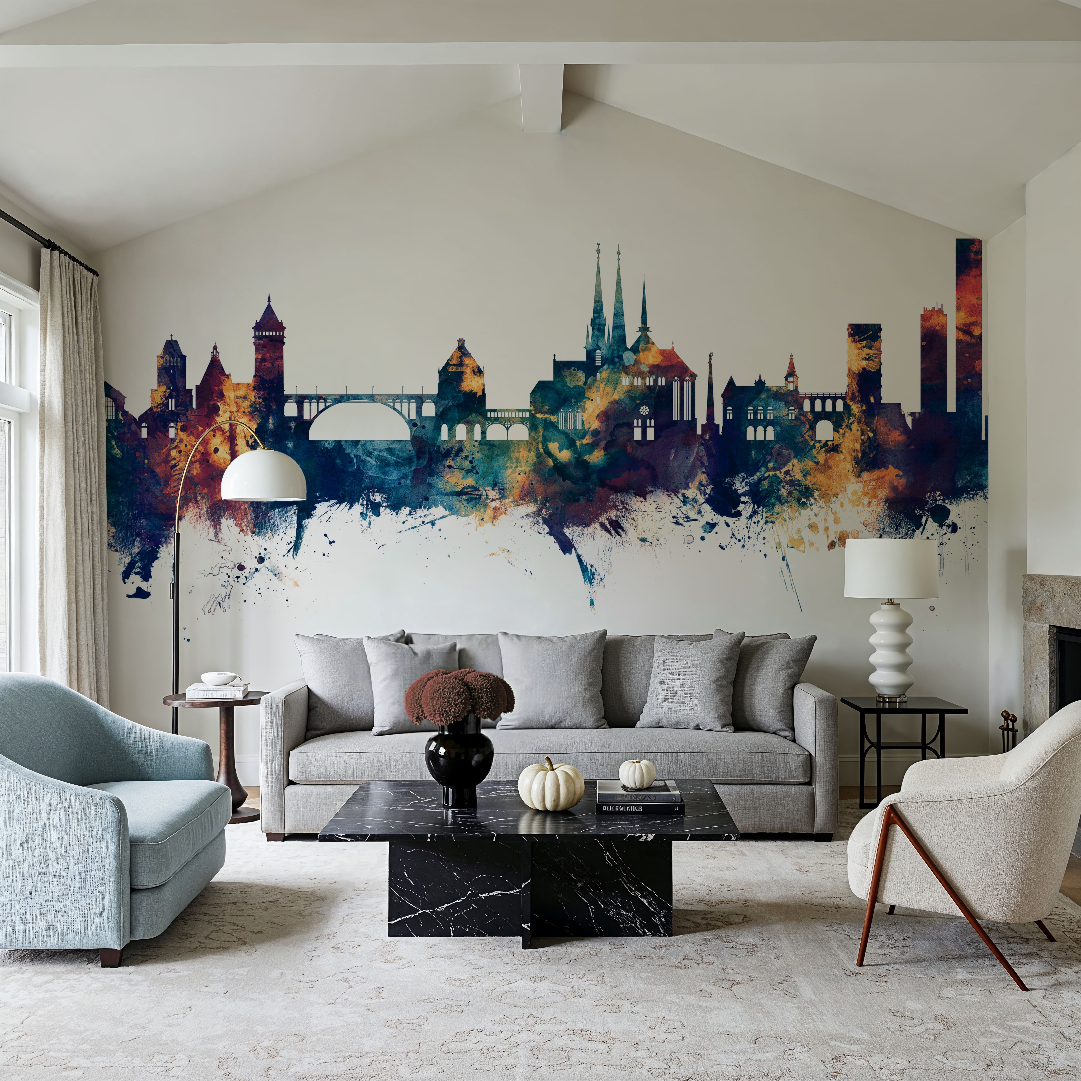 Luxembourg City Skyline Blue & Bronze