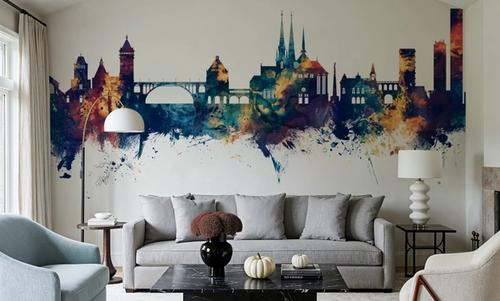 Luxembourg City Skyline Blue & Bronze