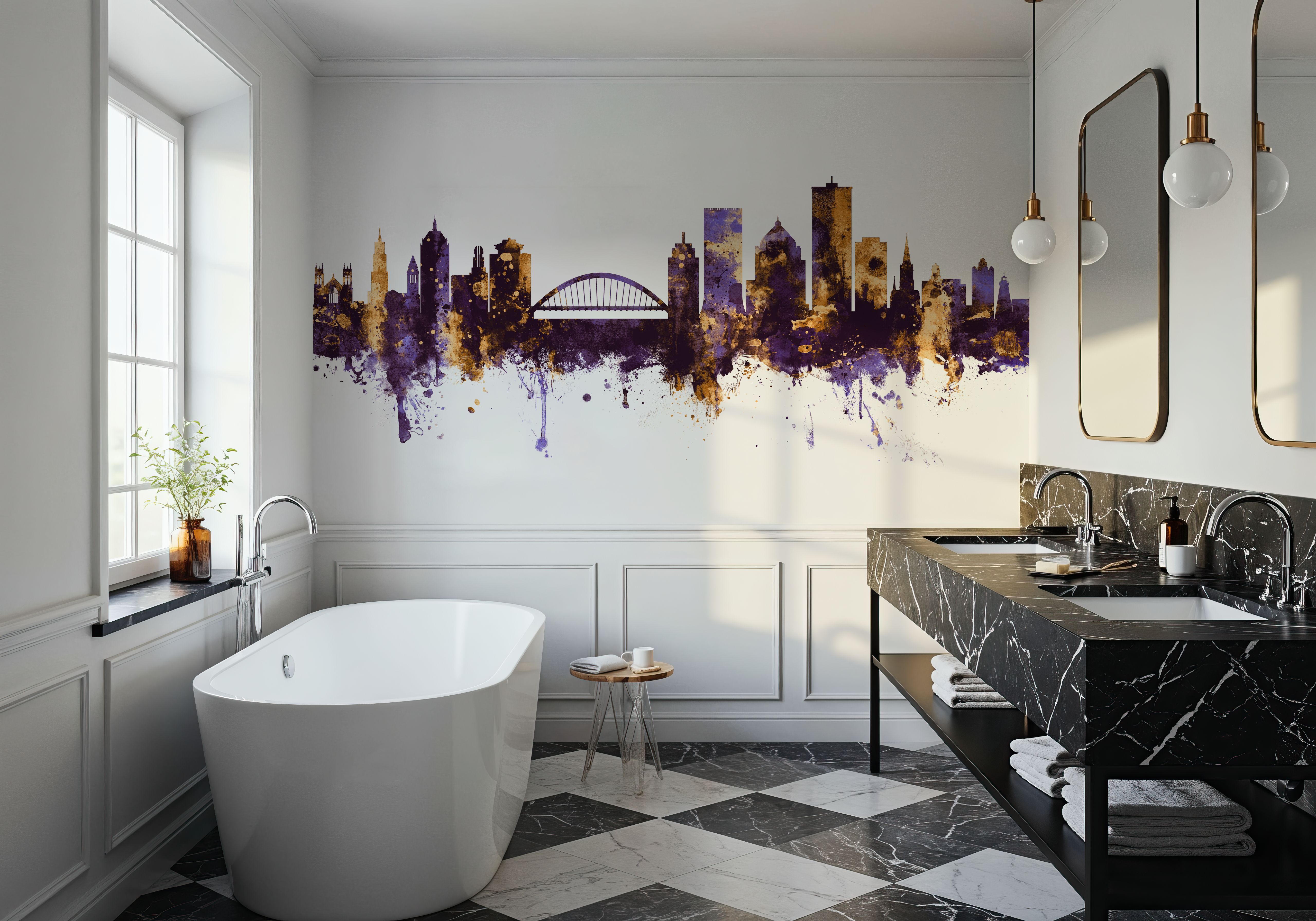 Rochester New York Skyline Purple & Gold
