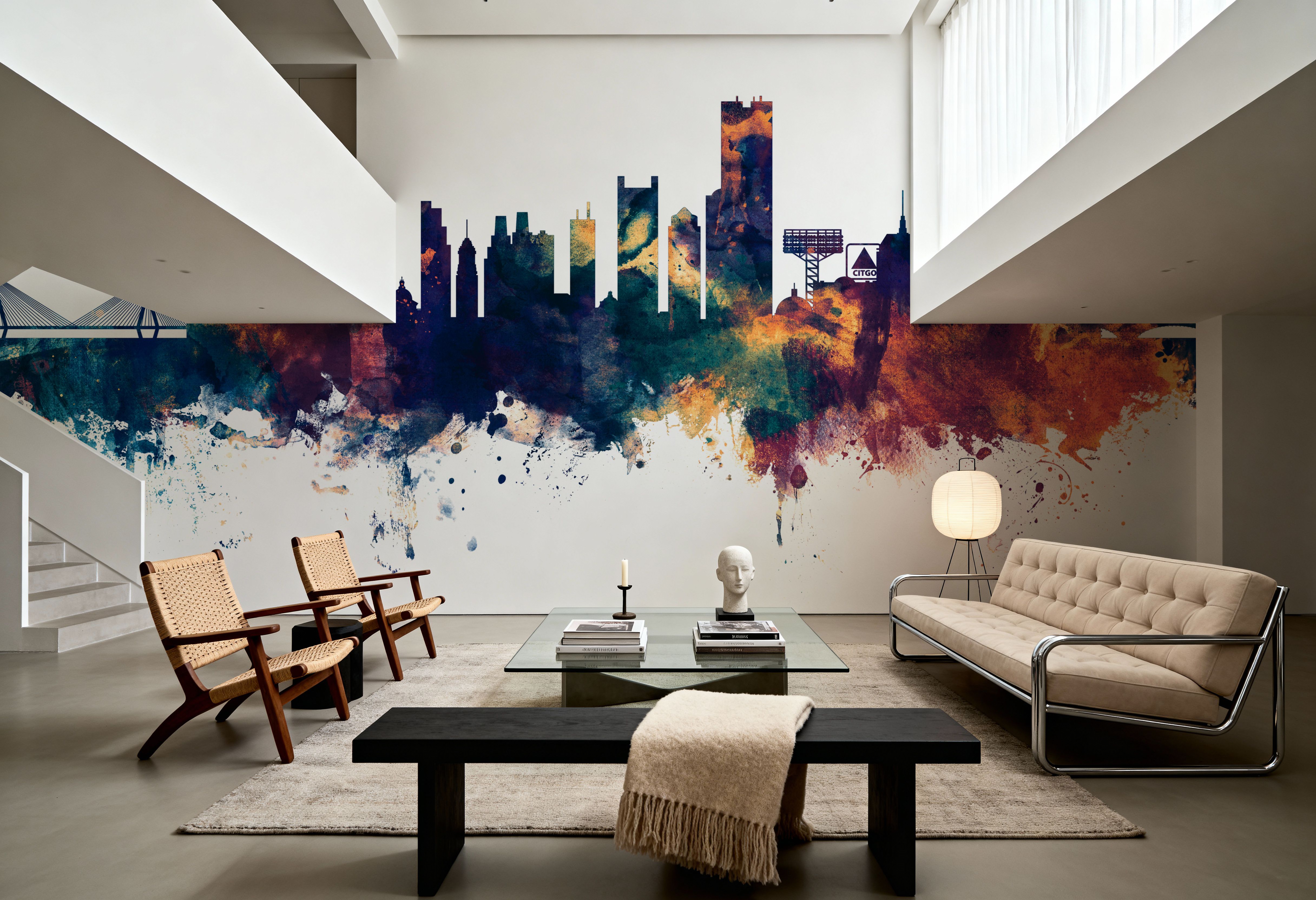 Boston Massachusettes Skyline Blue & Bronze