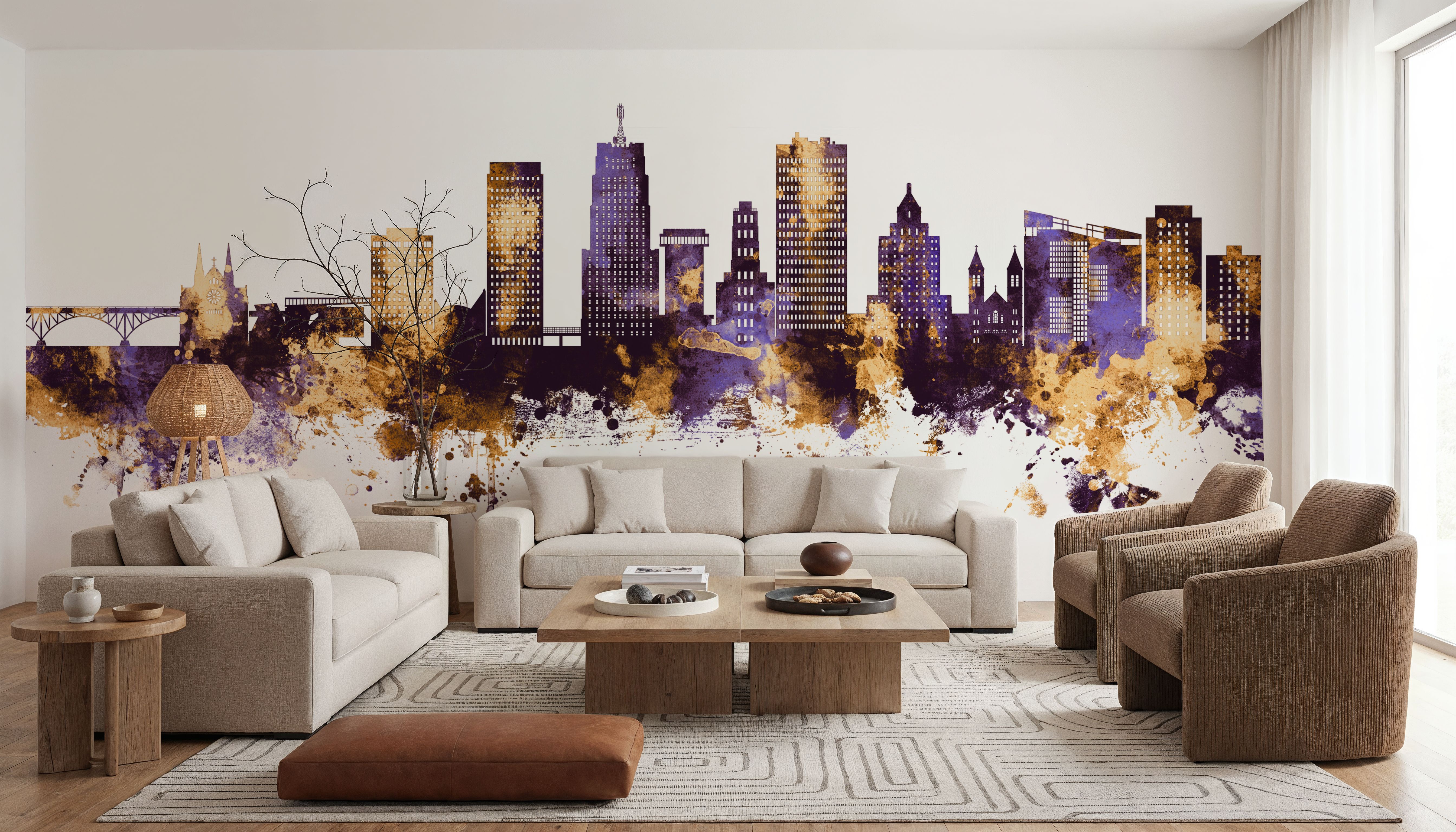 Akron Ohio Skyline Purple & Gold