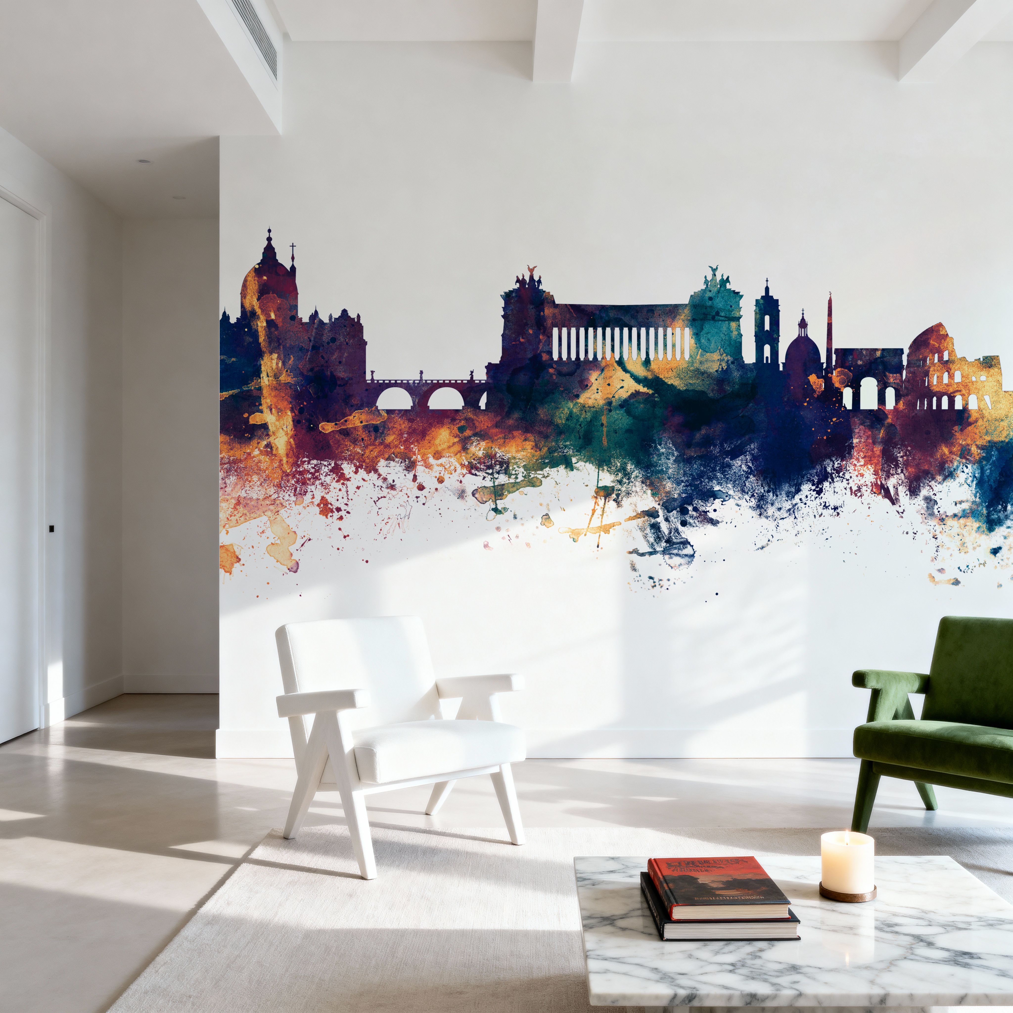 Rome Italy Skyline Blue & Bronze