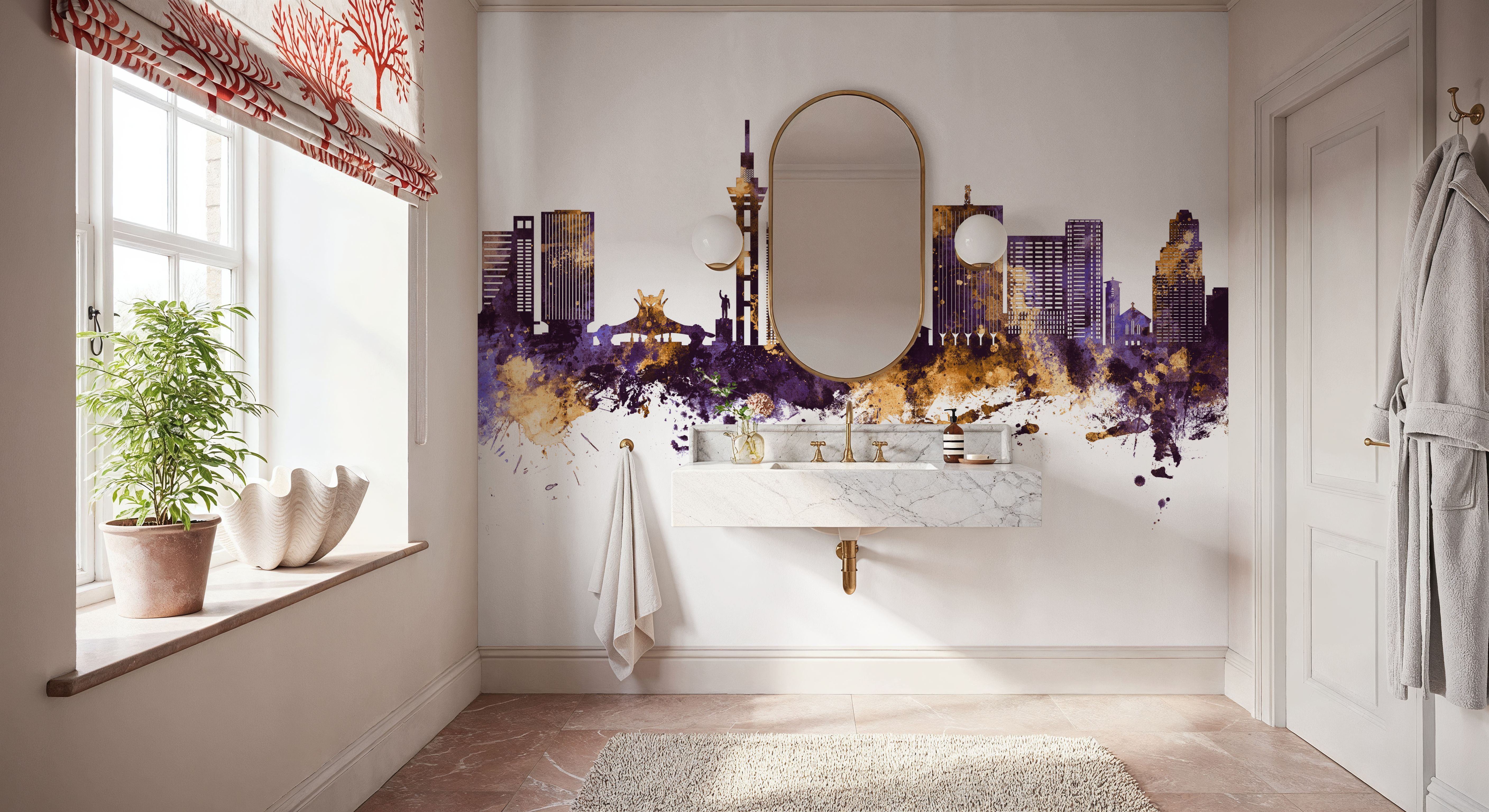 Kinshasa Skyline Purple & Gold